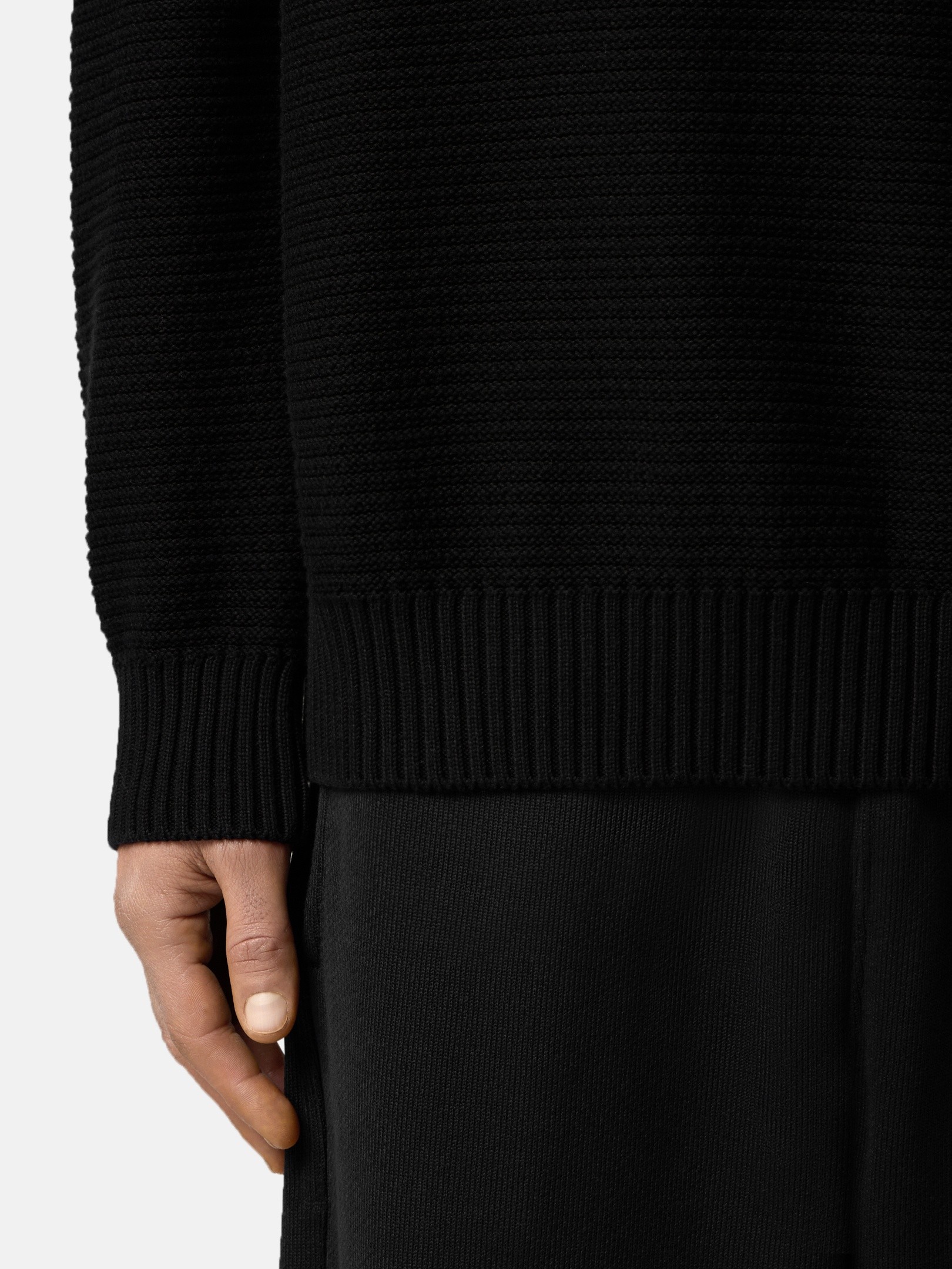 Black Loose-fit crewneck sweater with ribbed trims 5100032 COTTON