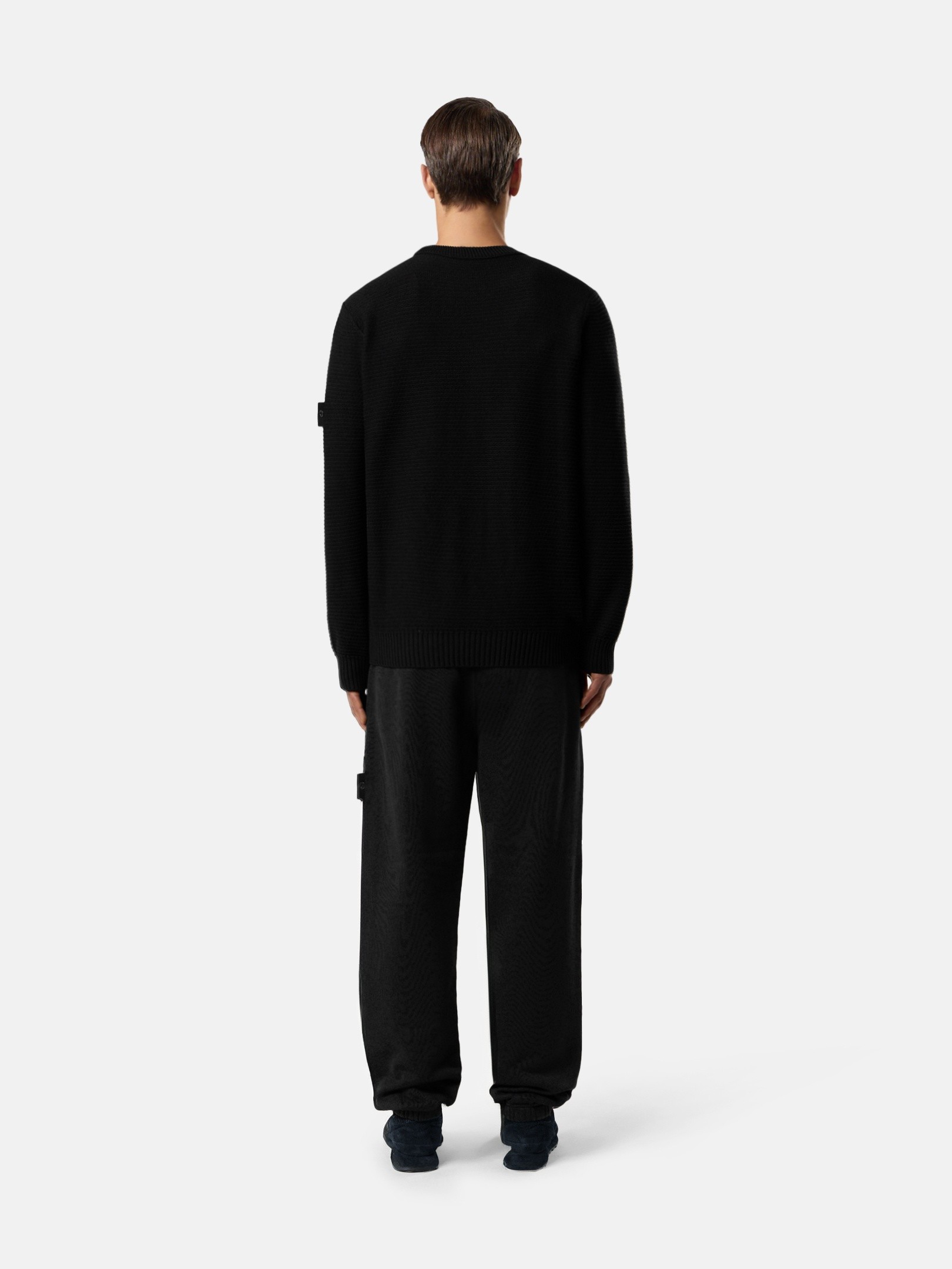 Black Loose-fit crewneck sweater with ribbed trims 5100032 COTTON