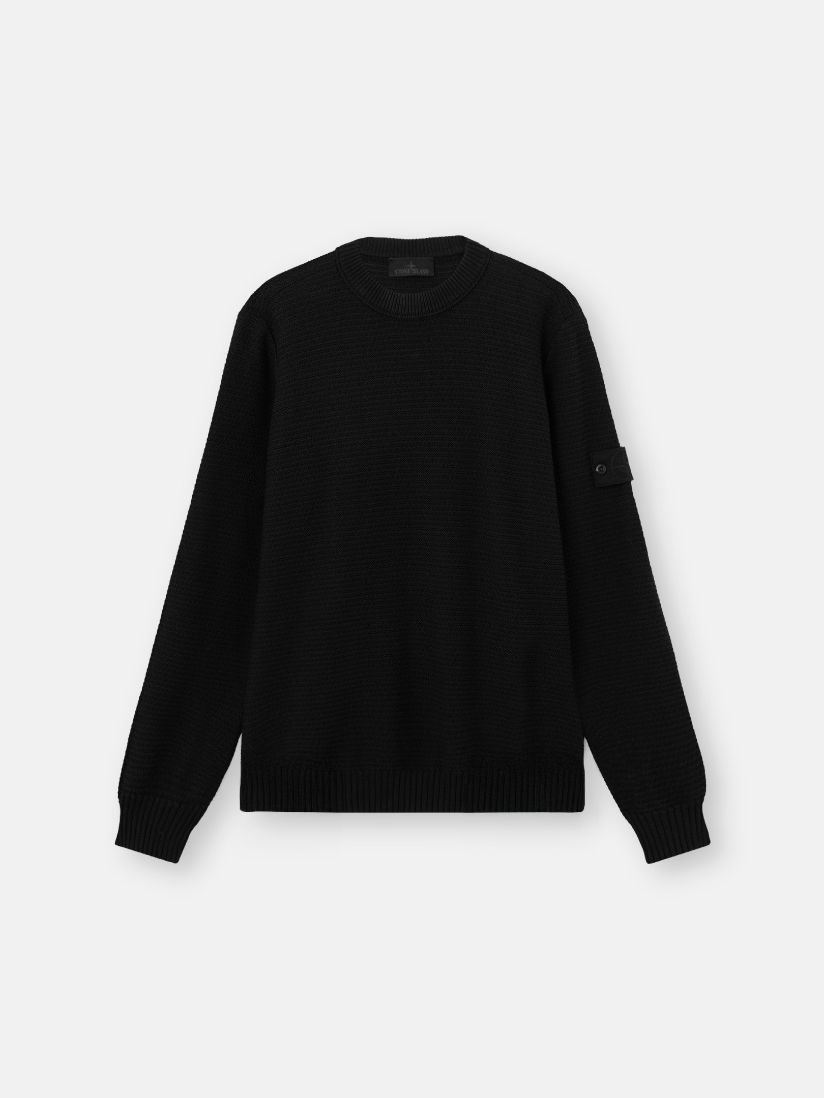 Black Loose-fit crewneck sweater with ribbed trims 5100032 COTTON