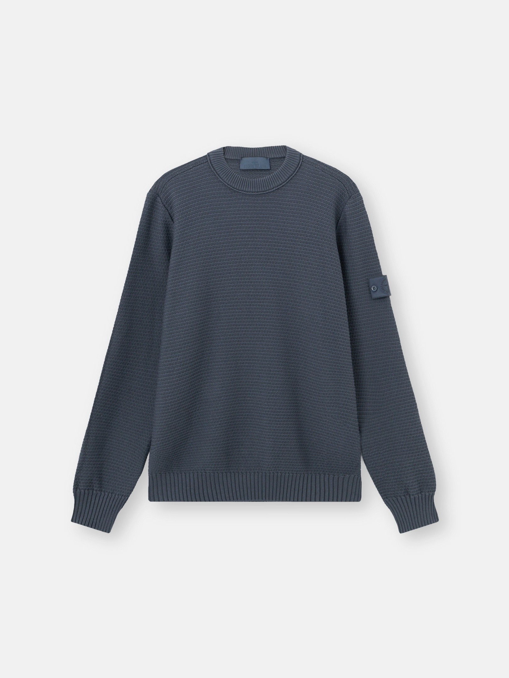 Slate Blue Loose-fit crewneck sweater with ribbed trims 5100032