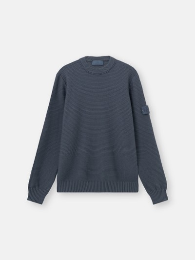 Slate Blue Loose-fit crewneck sweater with ribbed trims 5100032