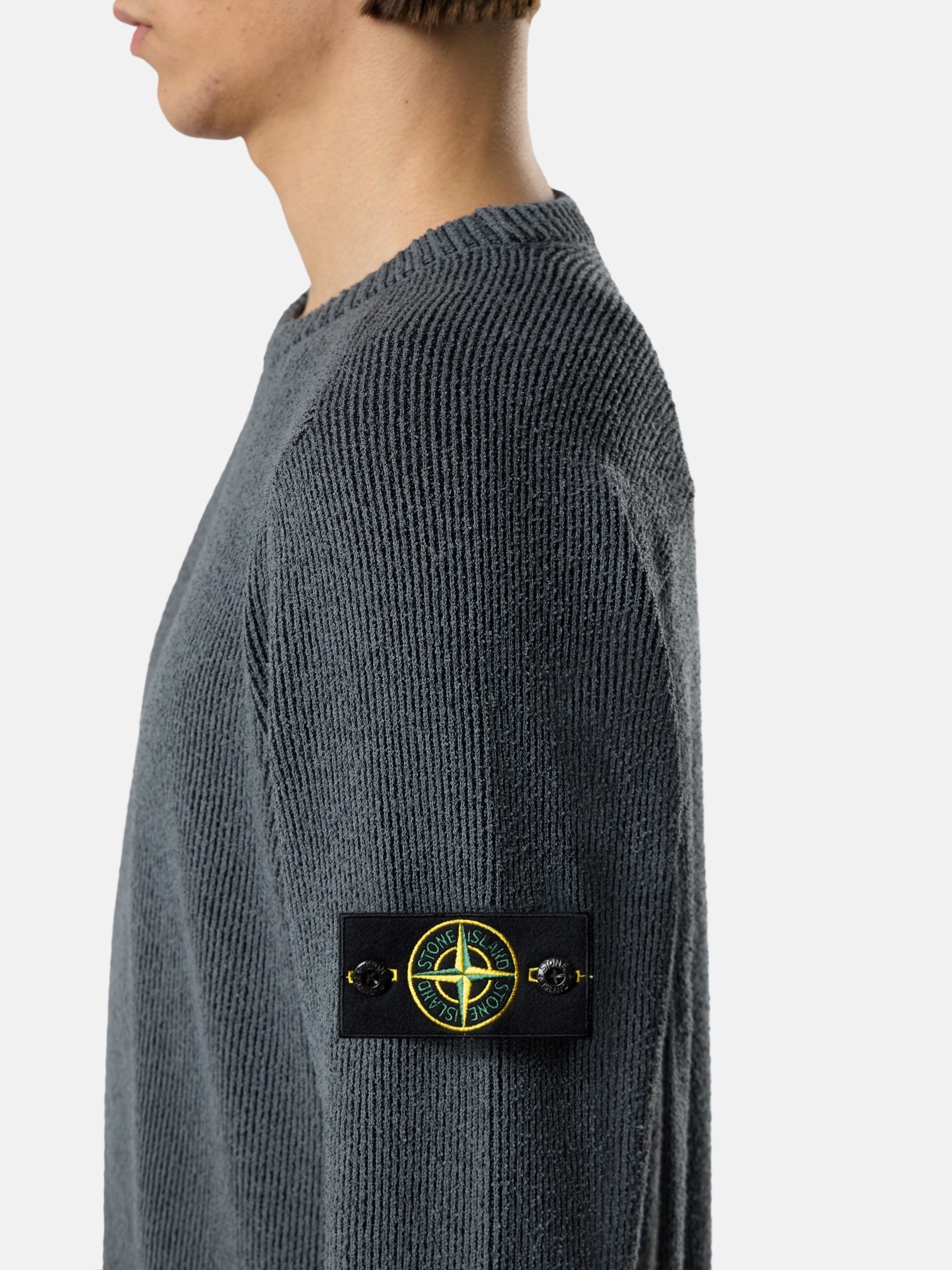 Charcoal Grey Melange Loose-fit crewneck sweater with raglan 