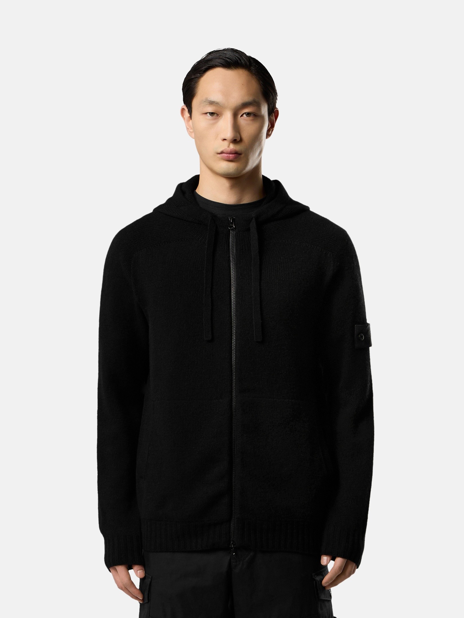 Black Loose-fit zip-up hooded jumper with raglan sleeves 5100035