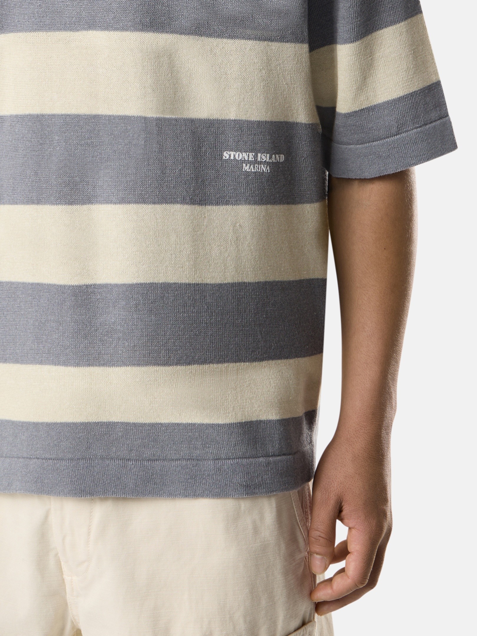 アイボリーメランジ オーバーサイズフィット ポロシャツ Stone Island 