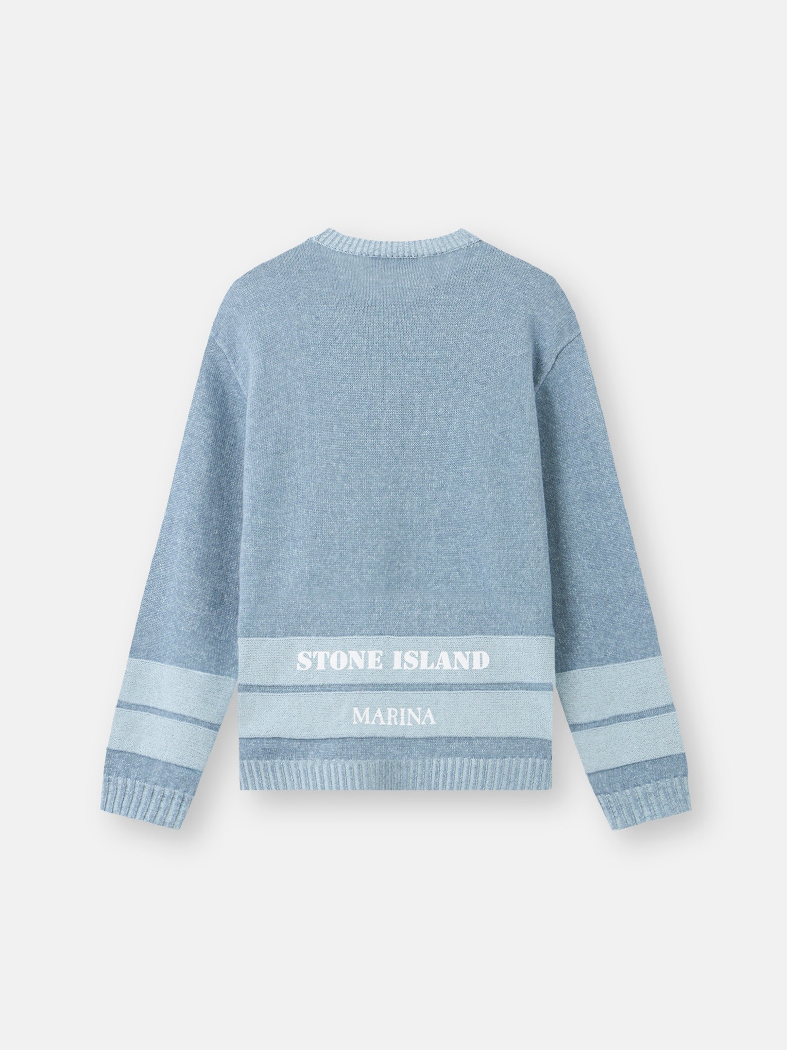 Dust Blue Melange Oversized-fit crewneck jumper with Stone Island 