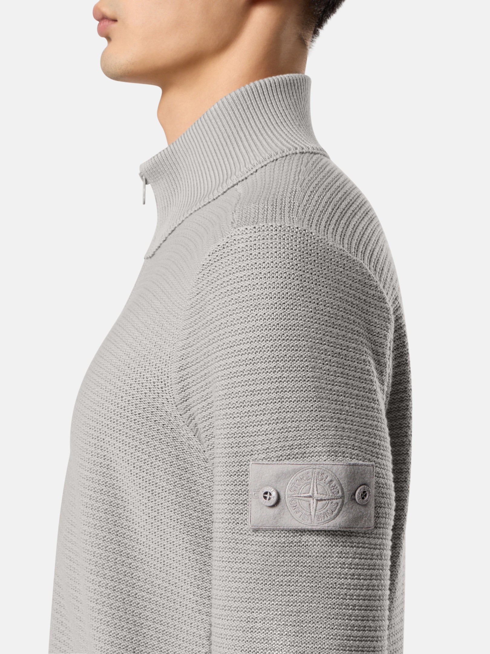 Dust Grey Loose-fit zipper-up sweater with pockets 5100048 COTTON