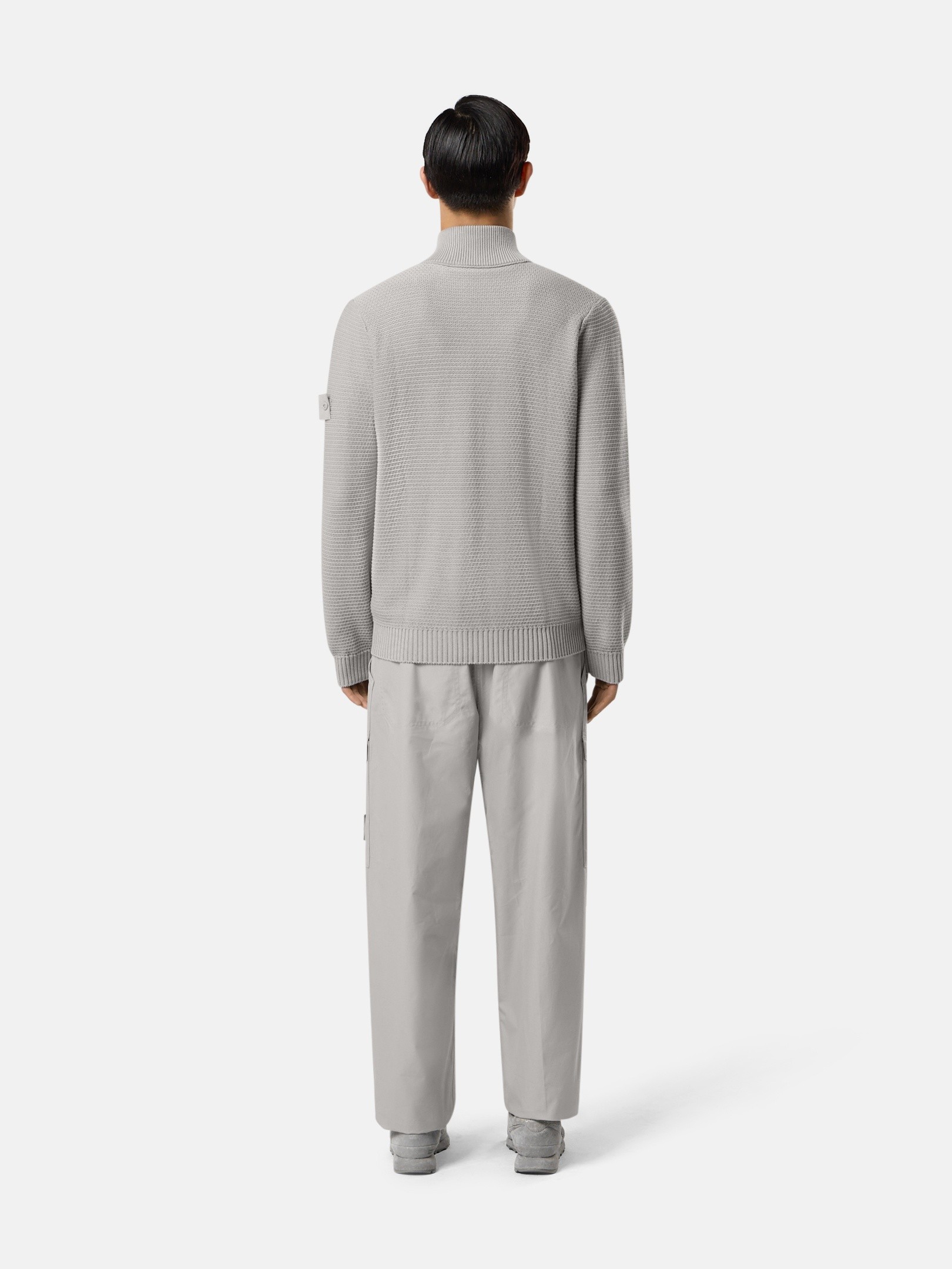 Dust Grey Loose-fit zipper-up sweater with pockets 5100048 COTTON