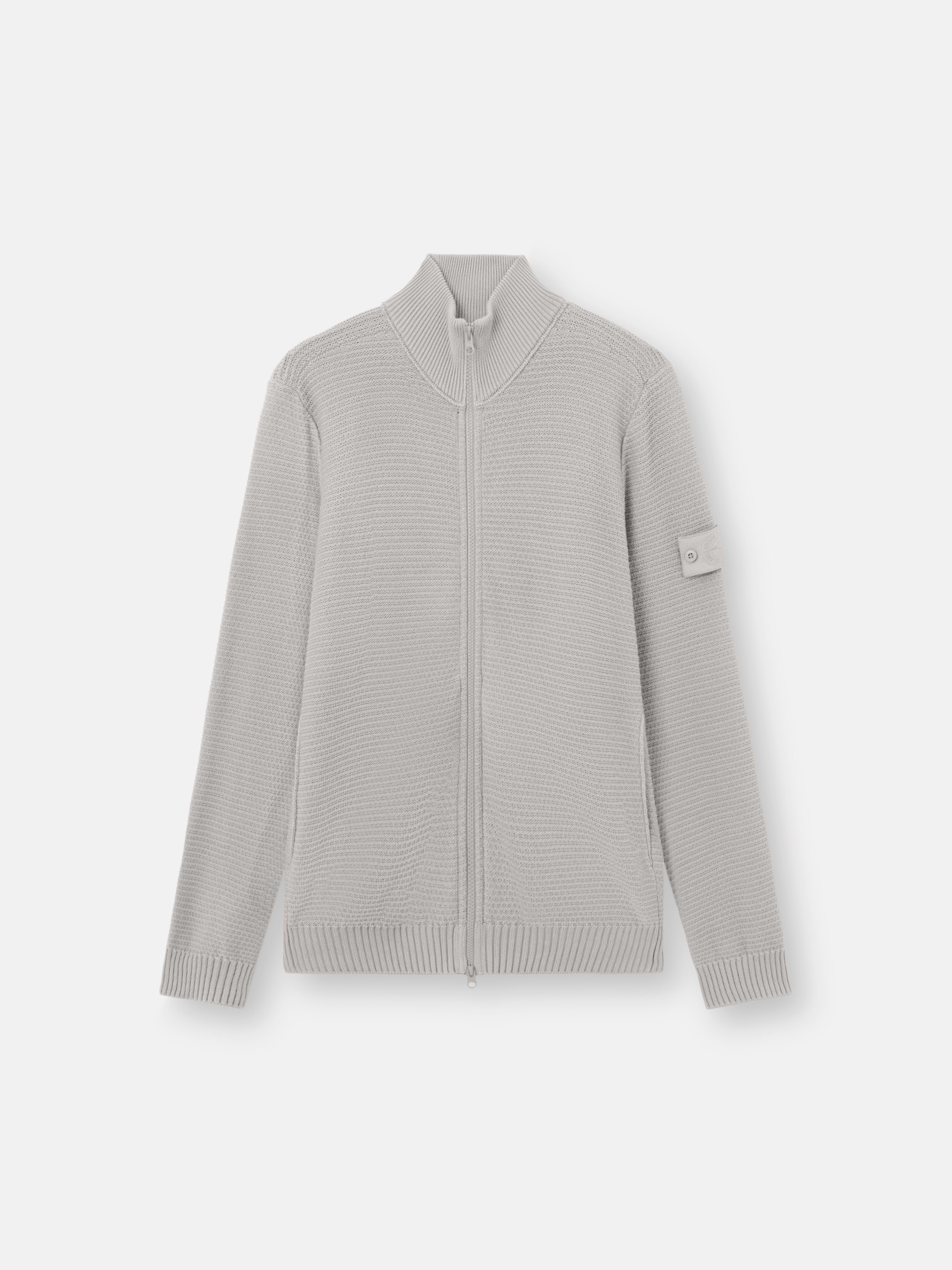 Dust Grey Loose-fit zipper-up sweater with pockets 5100048 COTTON