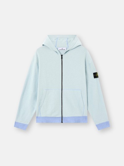 Stone  ライトブルー フルジップフーディ Sky Blue Loose-fit zipper-up hooded sweater with drop shoulders
