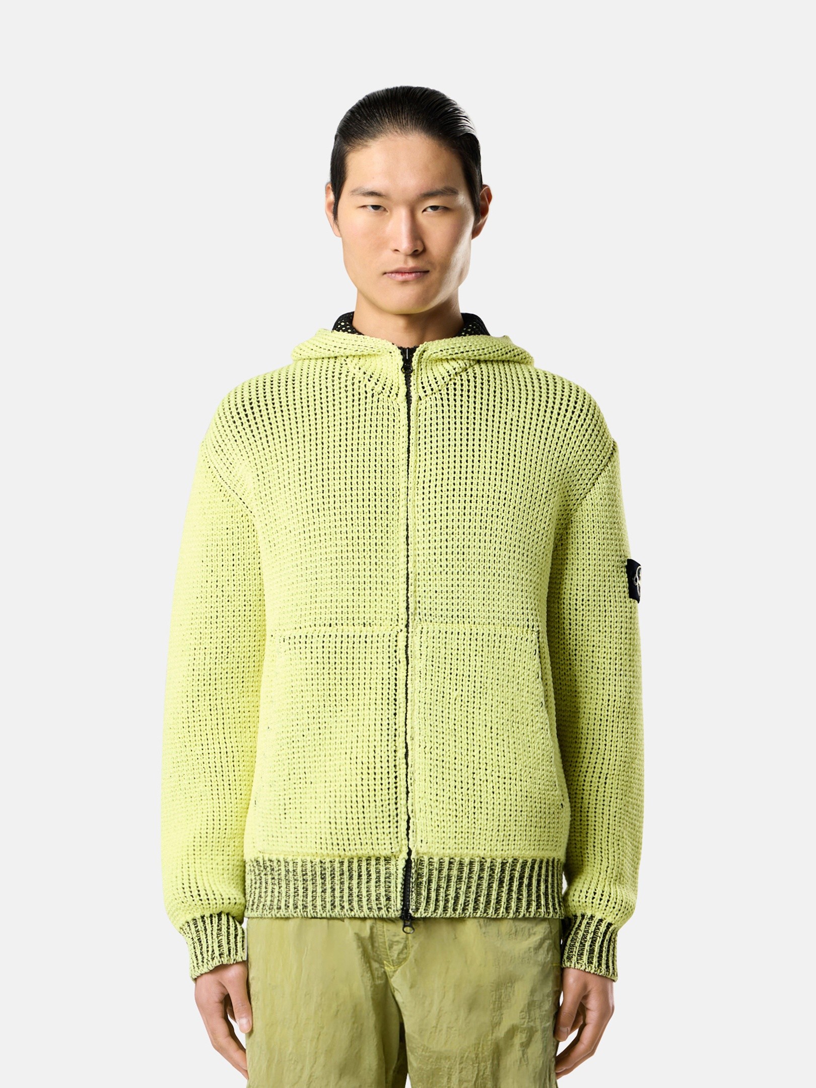 金*ん様 STONE  FULL-ZIP KNIT JUMPER A/W 007 STONE ISLAND LANA WOOL FULL ZIP KNIT HOODIE - Jazzy Badger