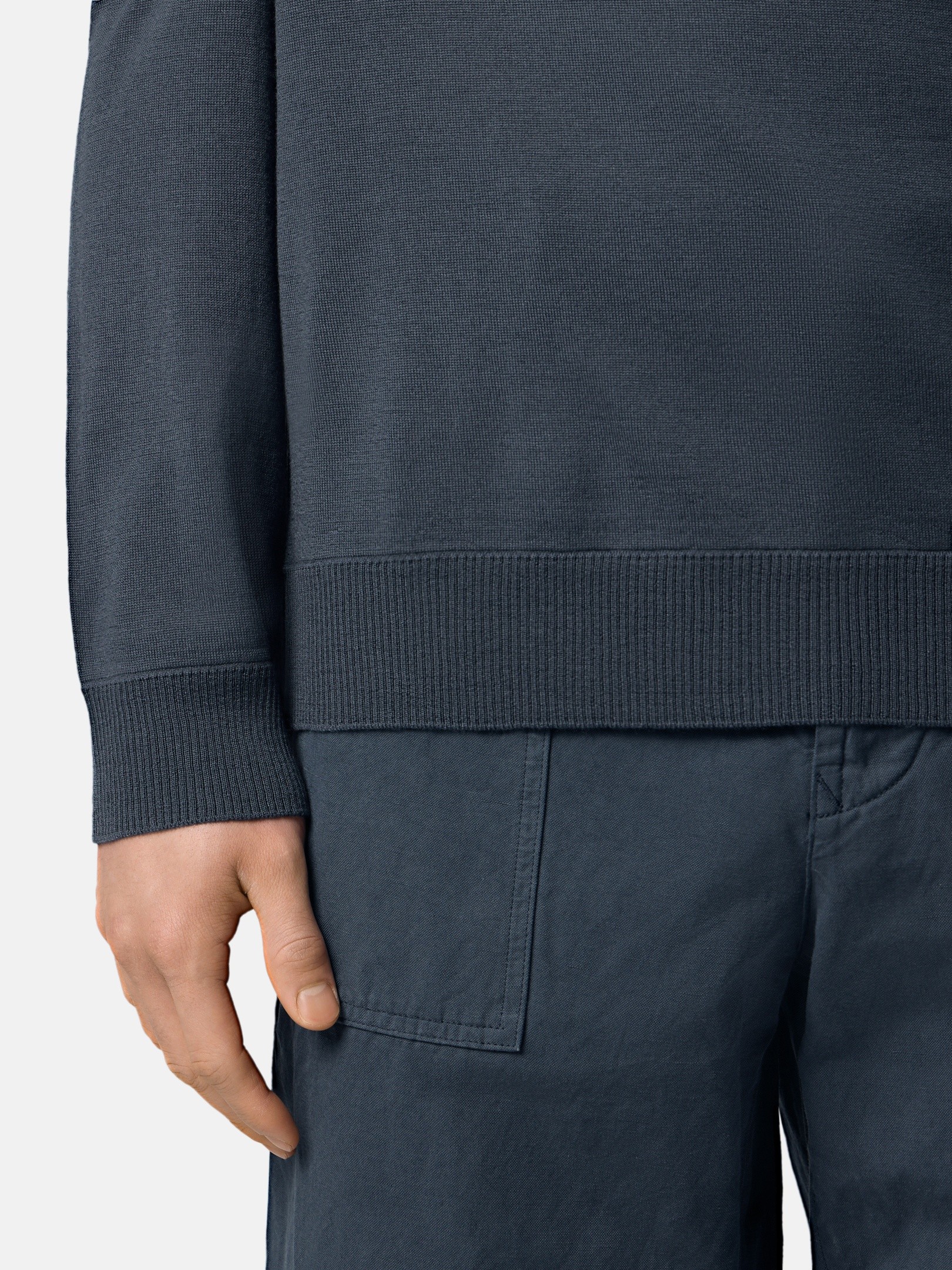 Slate Blue Regular-fit crewneck jumper with ribbed trims 5100074