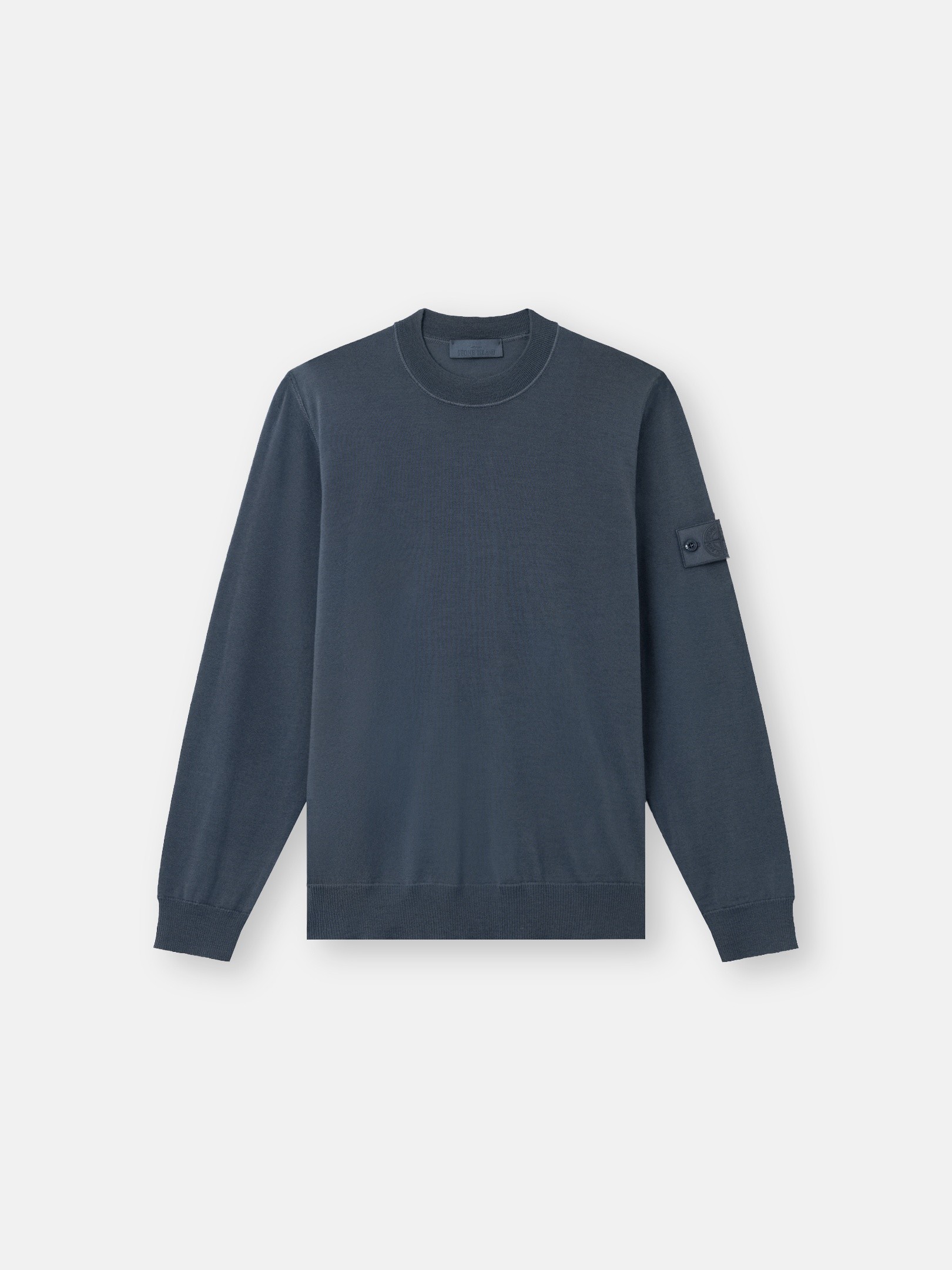 Slate Blue Regular-fit crewneck jumper with ribbed trims 5100074