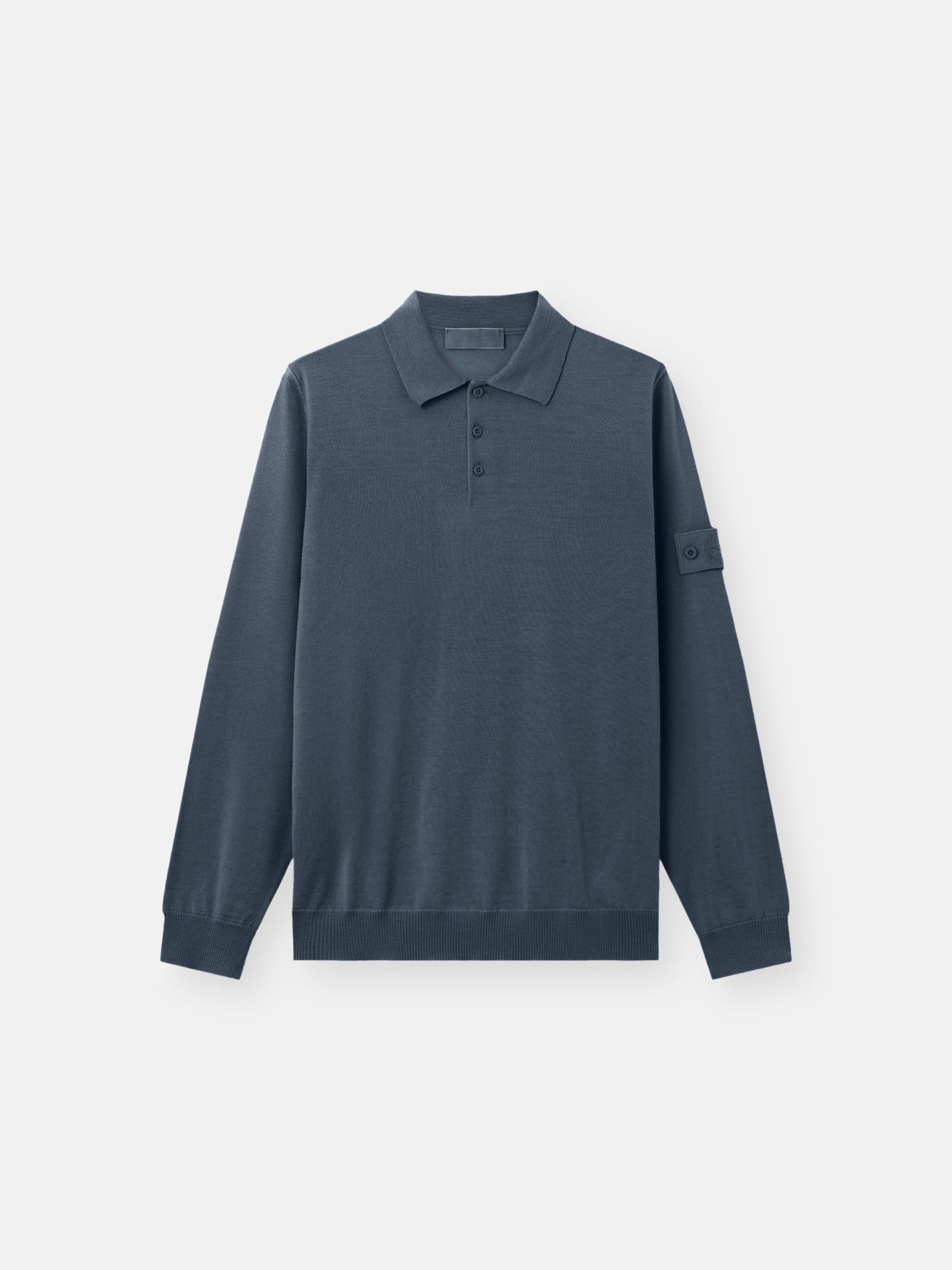 Slate Blue Regular-fit long-sleeve polo with ribbed trims 5100076