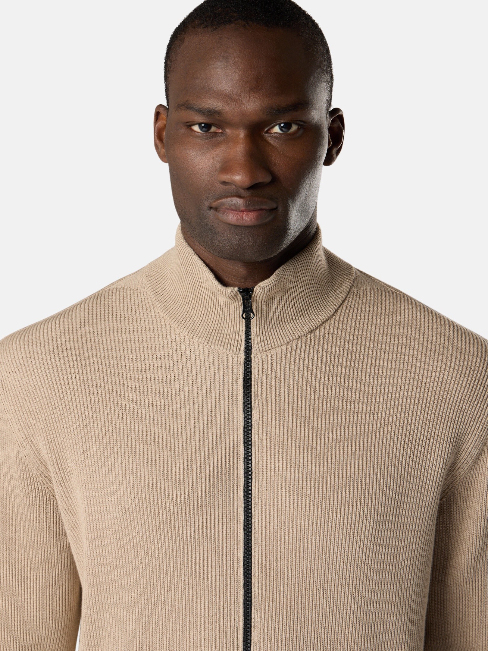 Desert Melange Regular-fit zipper-up sweater 5100126 RIBBED SOFT