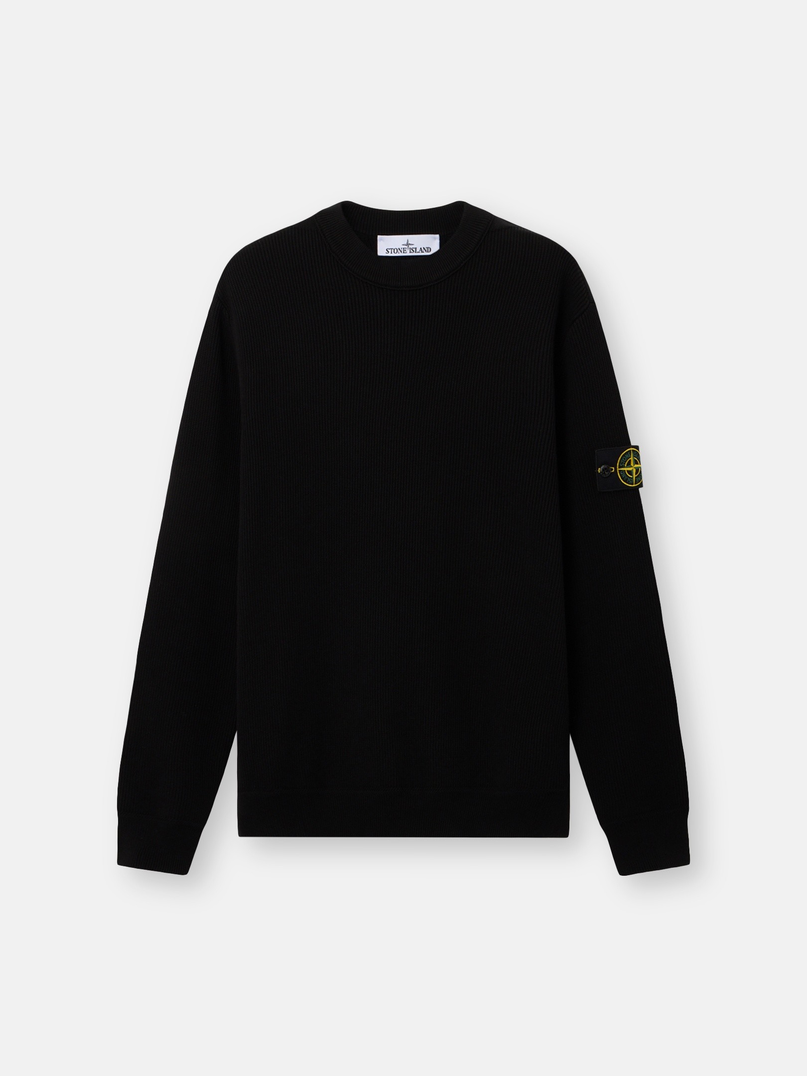 Stone  size L ブラック　コットンニット Black Regular-fit crewneck jumper 5100154 RIBBED SOFT ORGANIC
