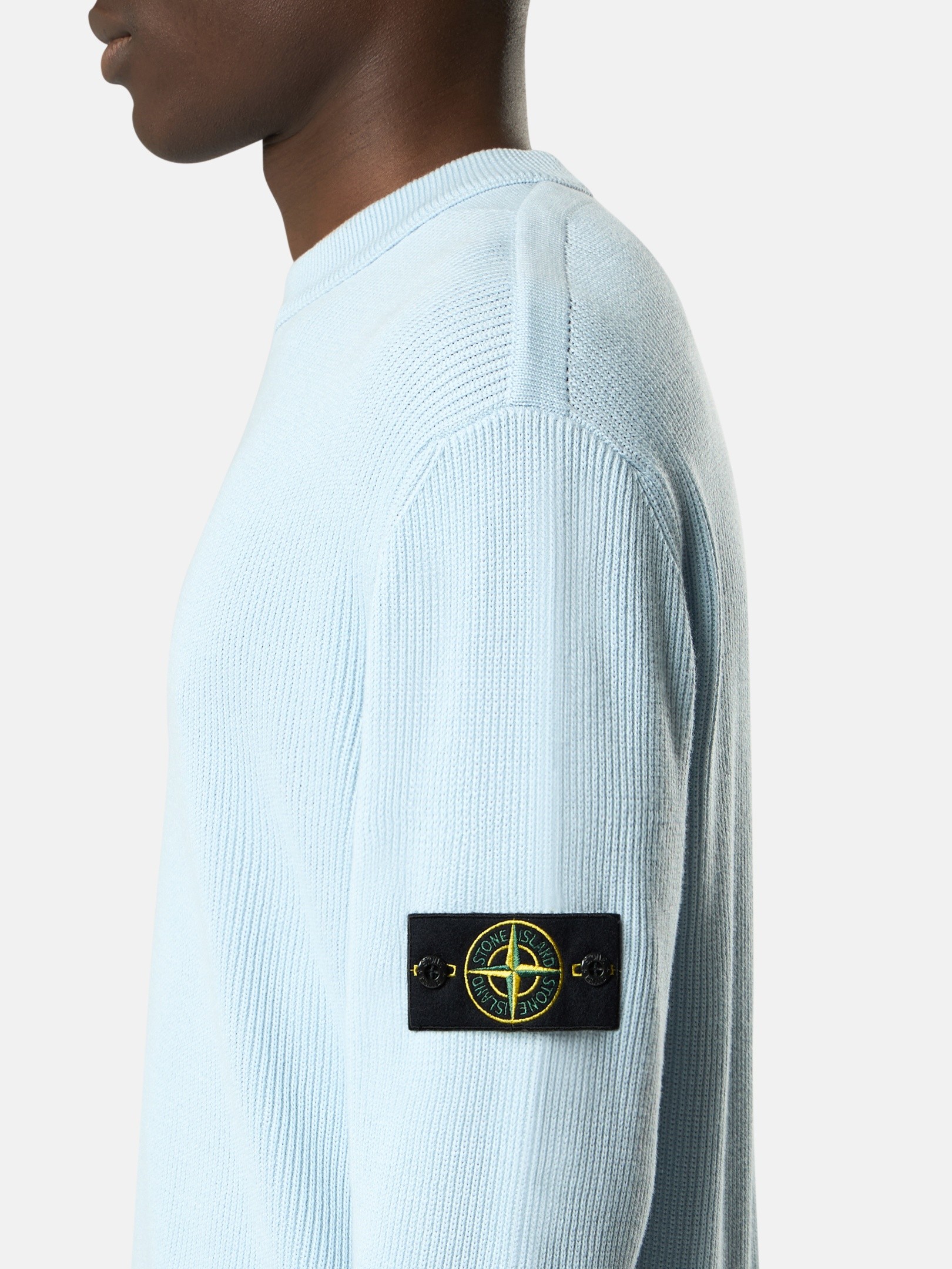 Sky Blue Regular-fit crewneck sweater 5100154 RIBBED SOFT ORGANIC