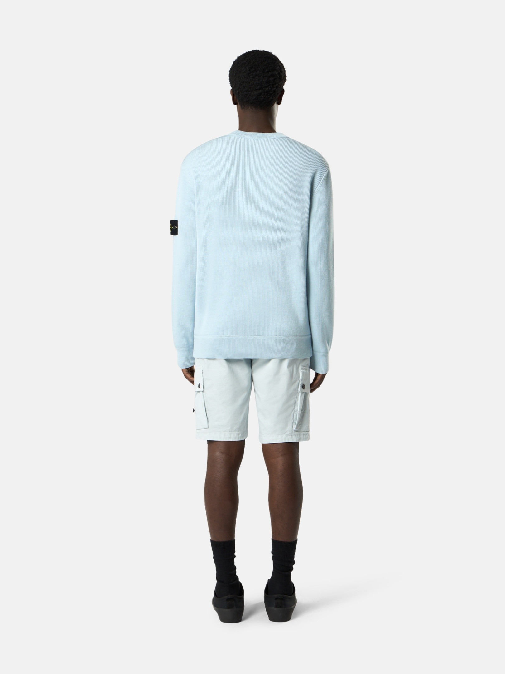 Sky Blue Regular-fit crewneck sweater 5100154 RIBBED SOFT ORGANIC