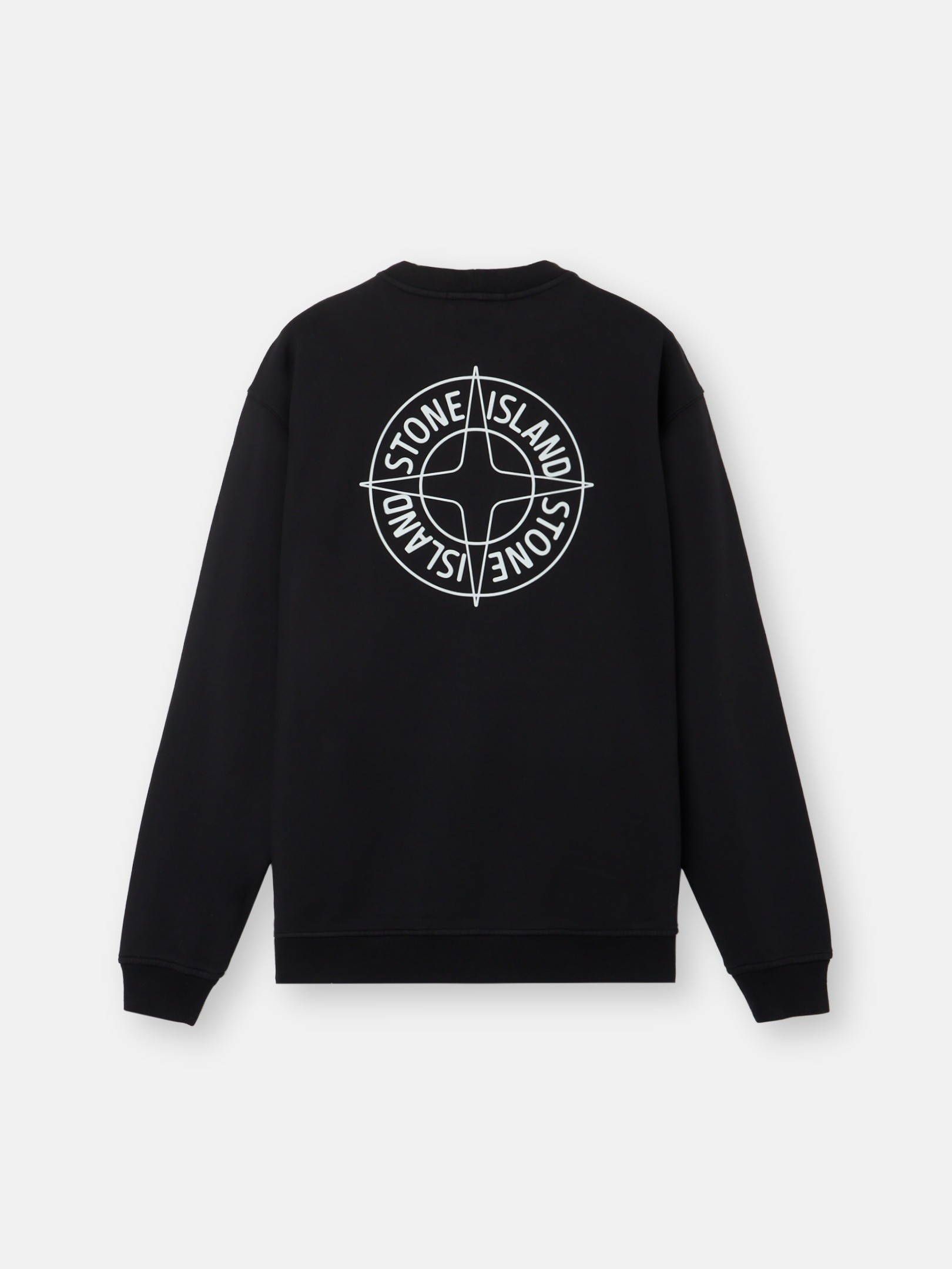 Black Oversized-fit crewneck sweatshirt with “Outline Compass