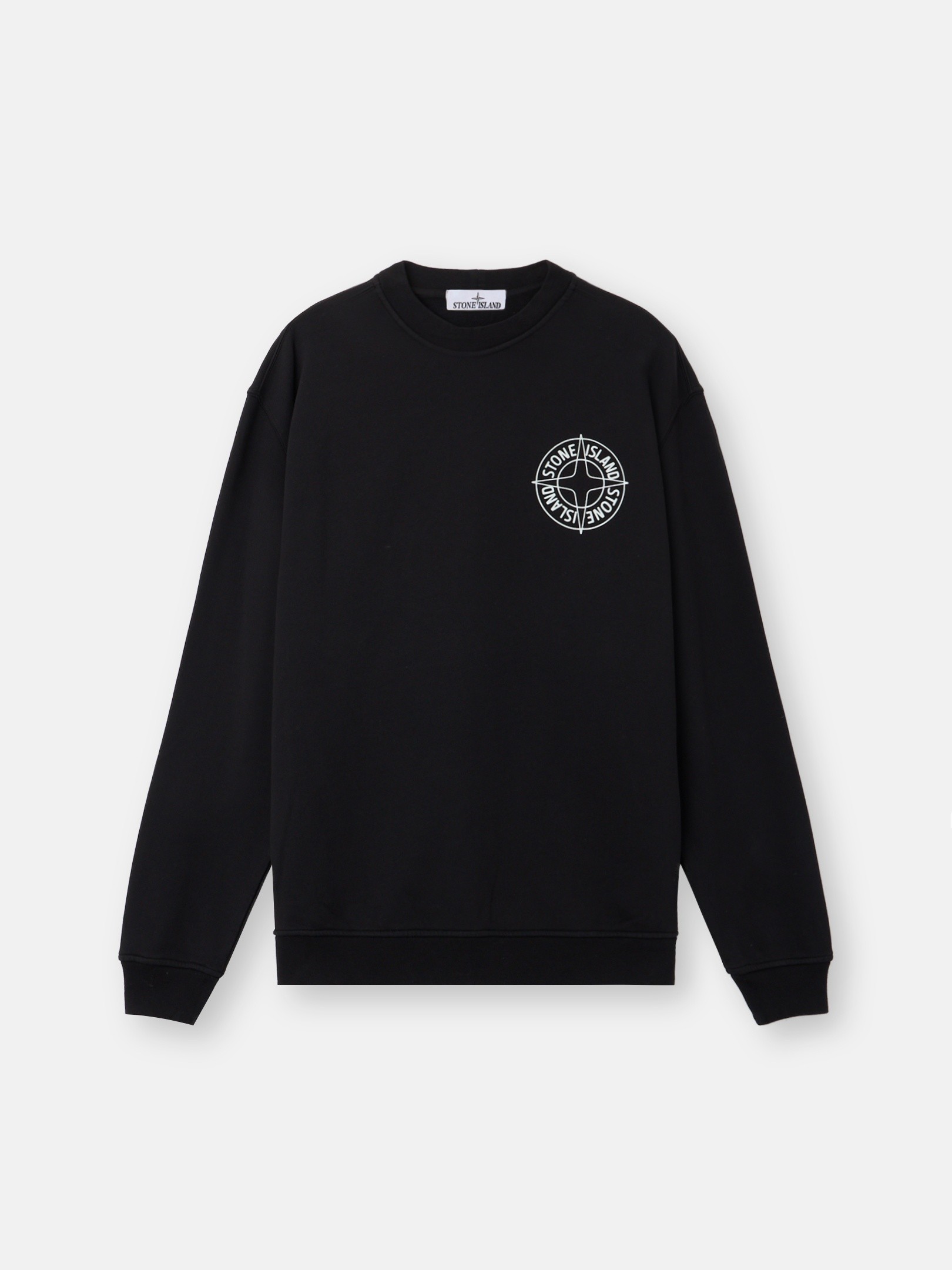 Black Oversized-fit crewneck sweatshirt with “Outline Compass