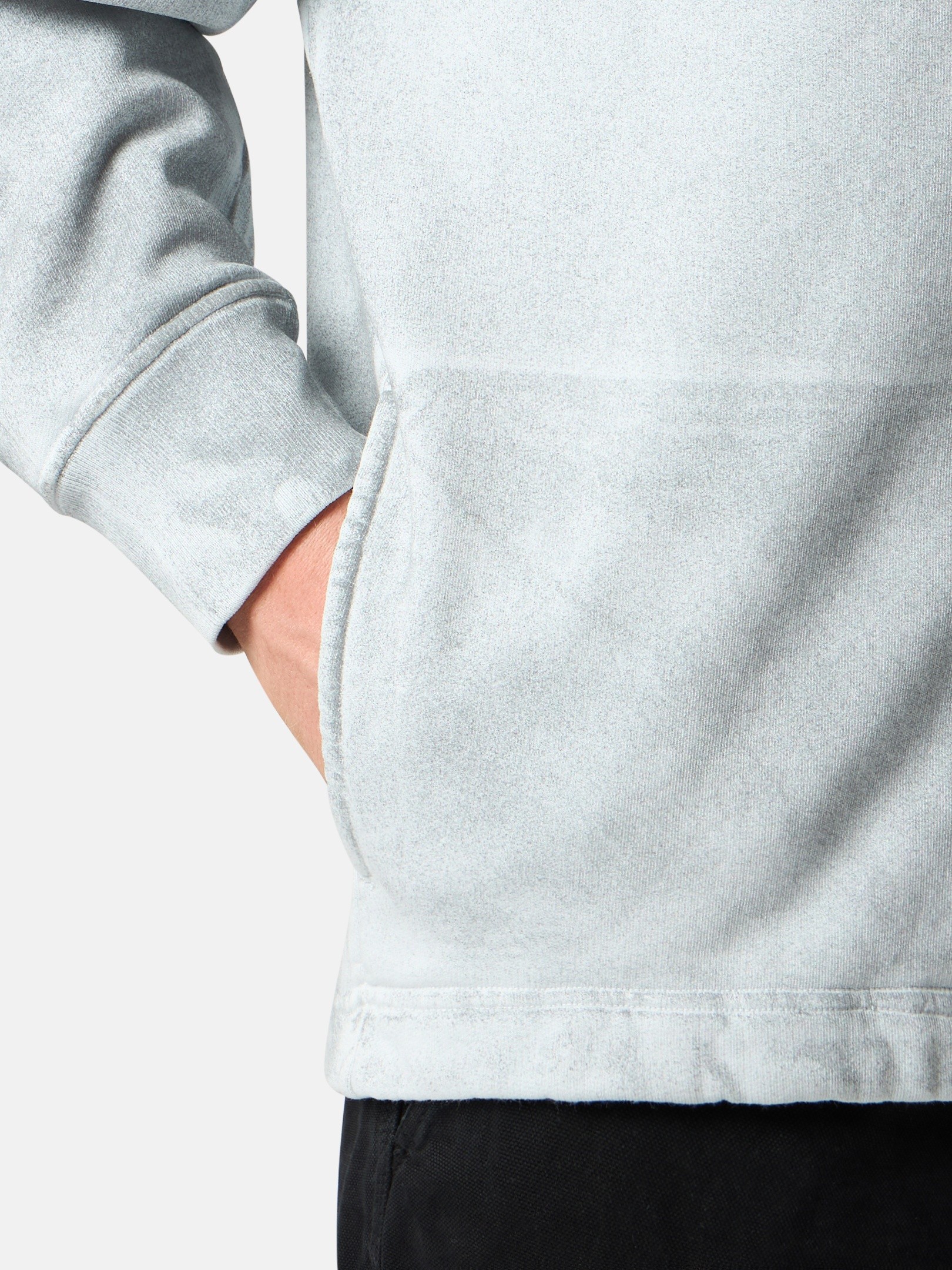 Sky Blue Oversized-fit zipper-up hooded sweatshirt with pockets