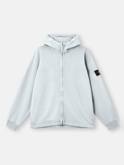 Sky Blue Oversized-fit zipper-up hooded sweatshirt with pockets