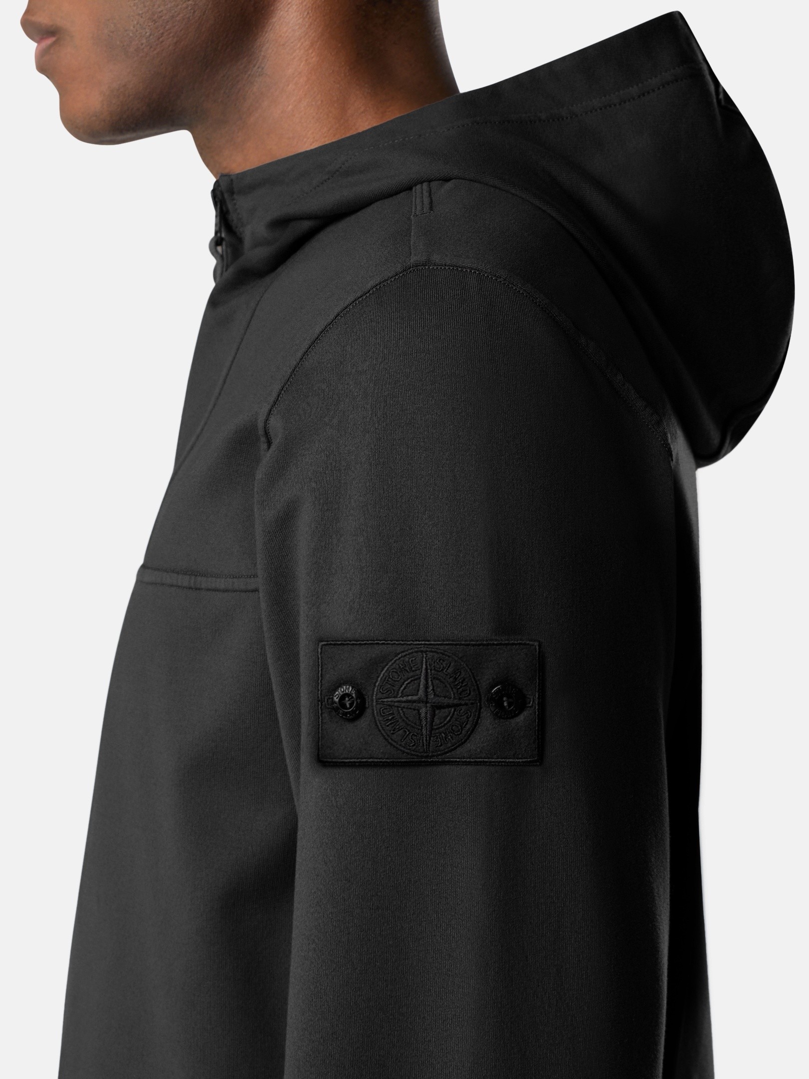 Black Regular-fit zipper-up hooded sweatshirt with pockets 6100024