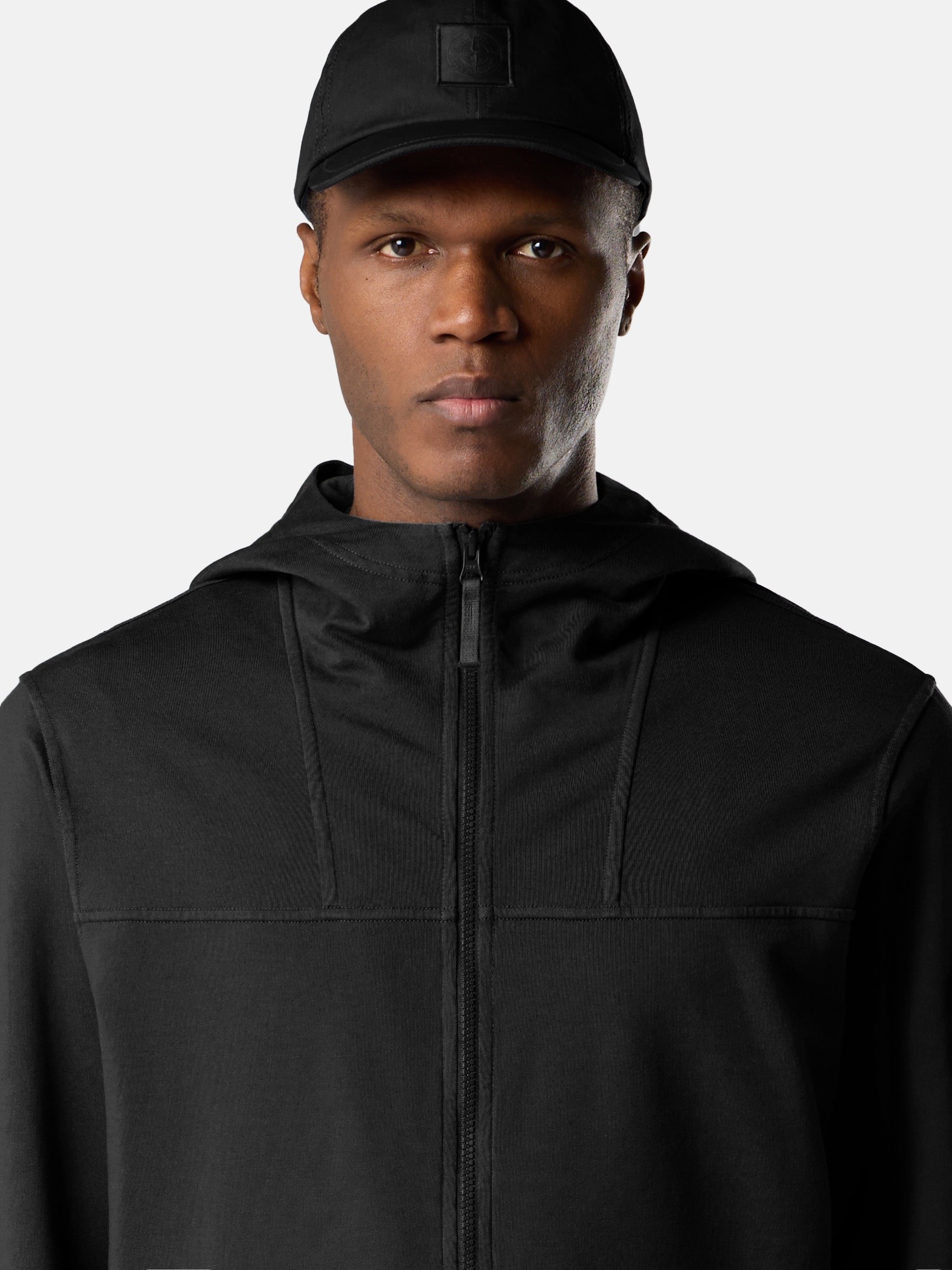 Black Regular-fit zipper-up hooded sweatshirt with pockets 6100024