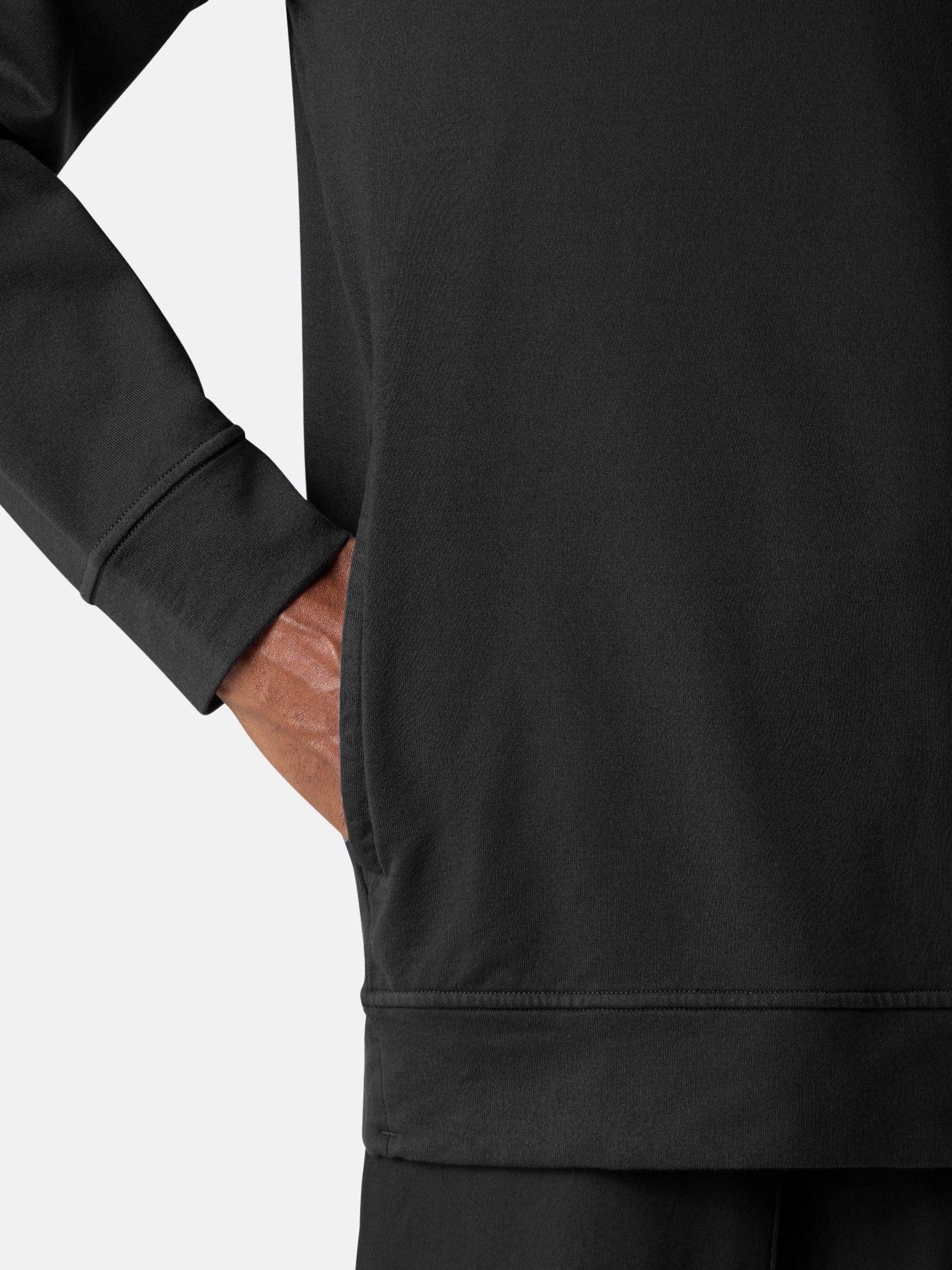Black Regular-fit zipper-up hooded sweatshirt with pockets 6100024