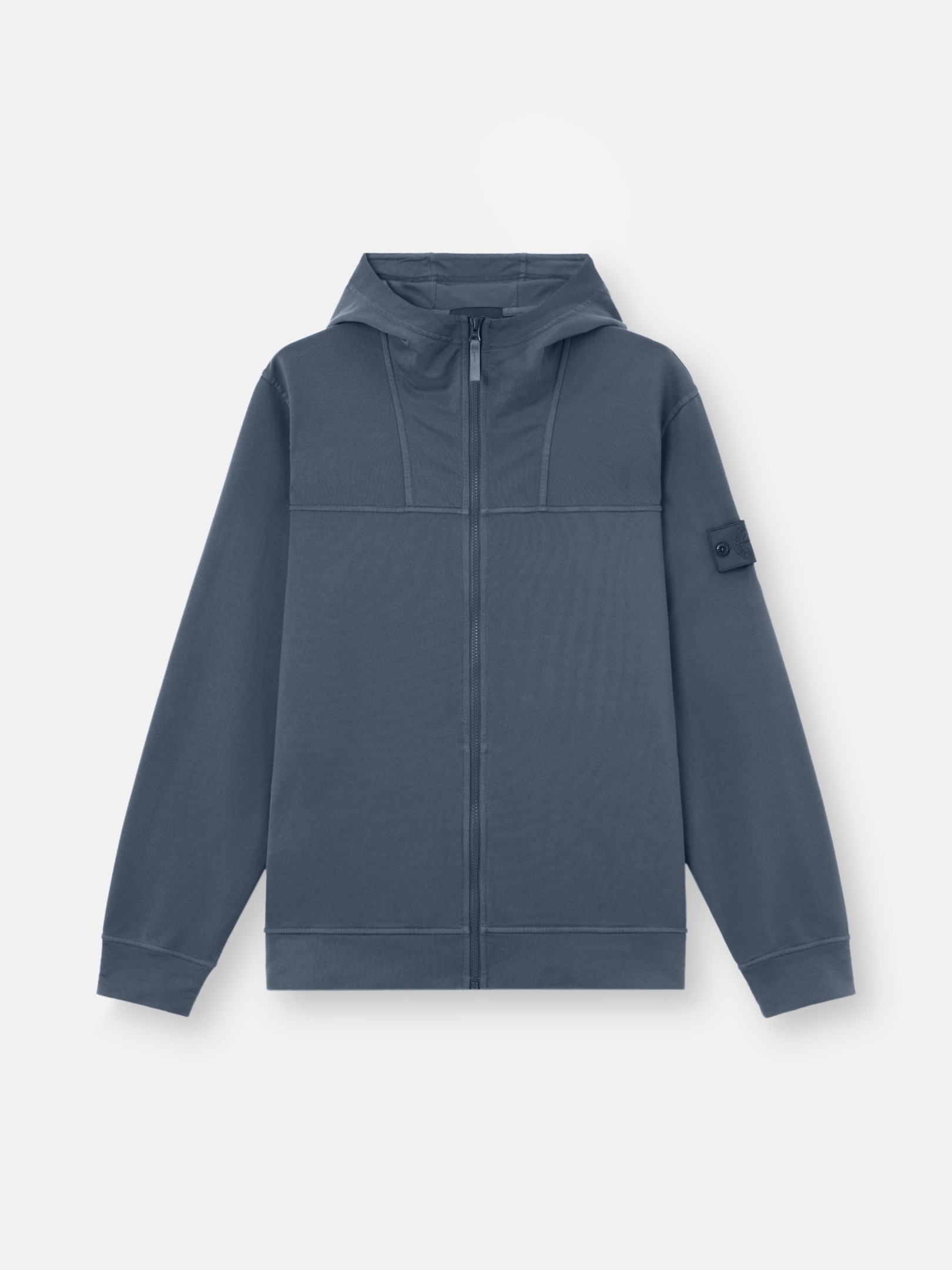 Slate Blue Regular-fit zip-up hooded sweatshirt with pockets