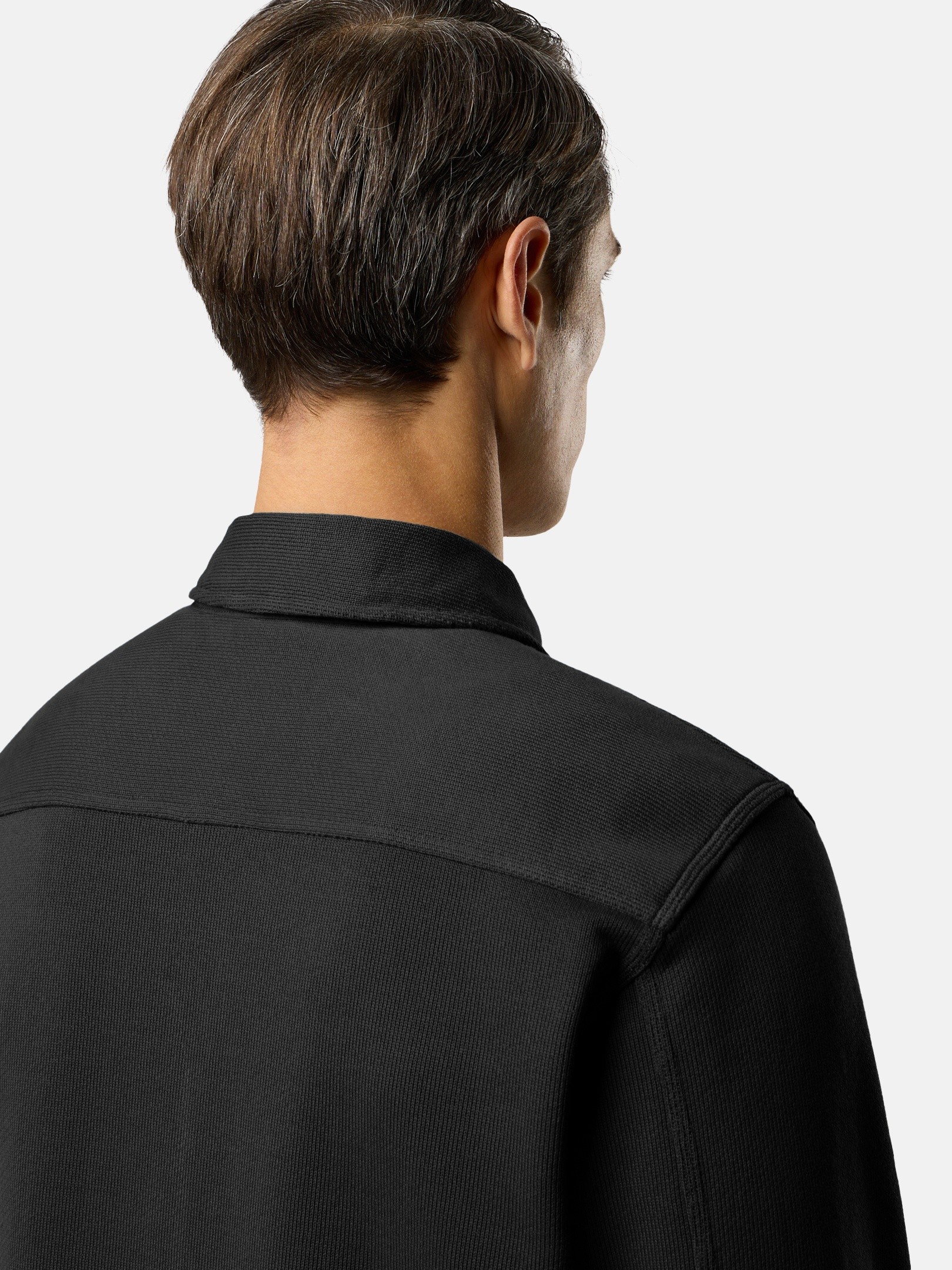 Black Regular-fit collared sweatshirt with chest pockets 6100026