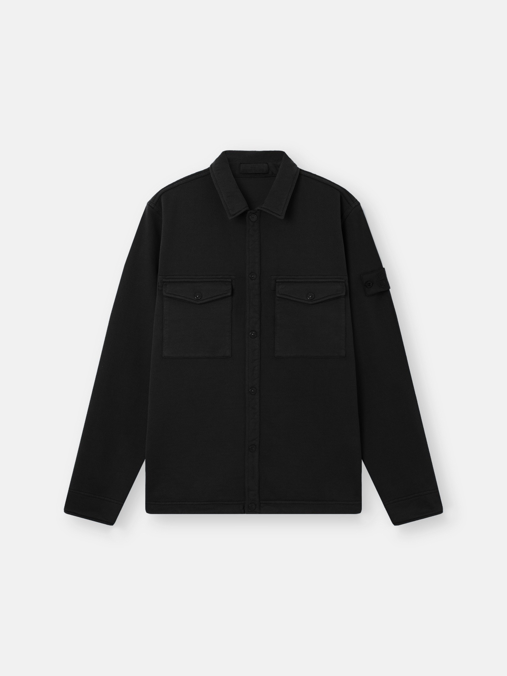 Black Regular-fit collared sweatshirt with chest pockets 6100026