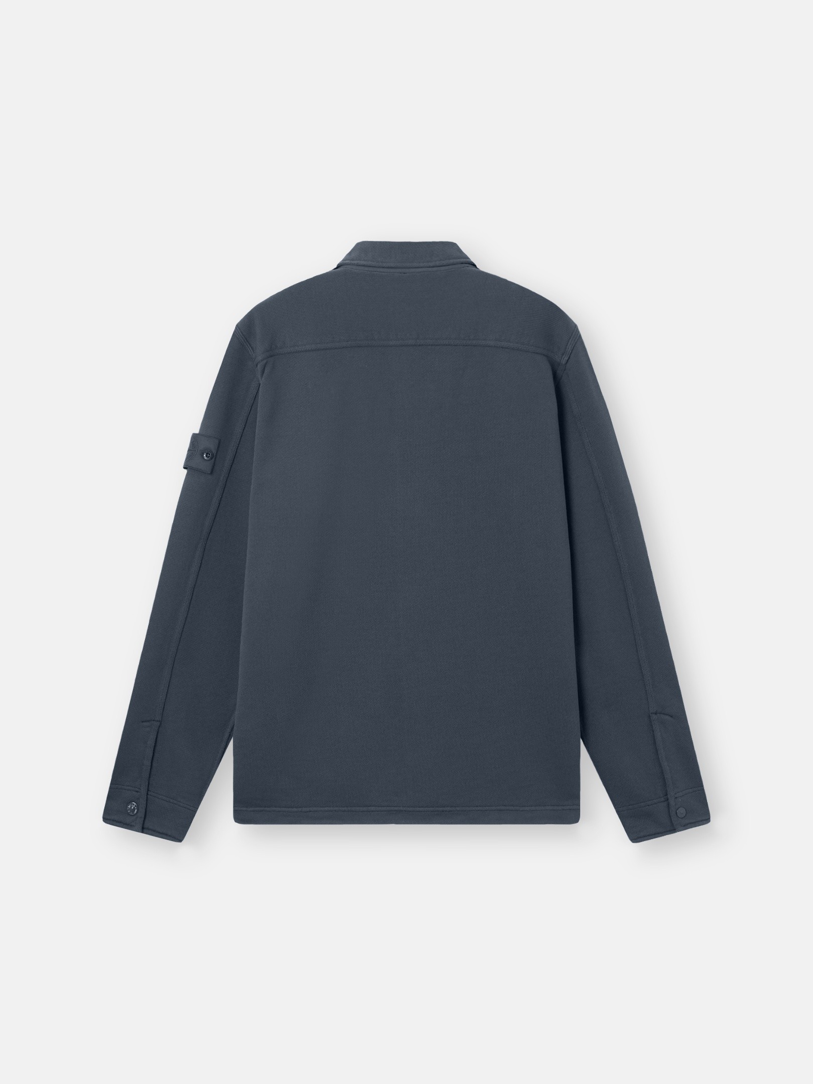 Slate Blue Regular-fit collared sweatshirt with chest pockets