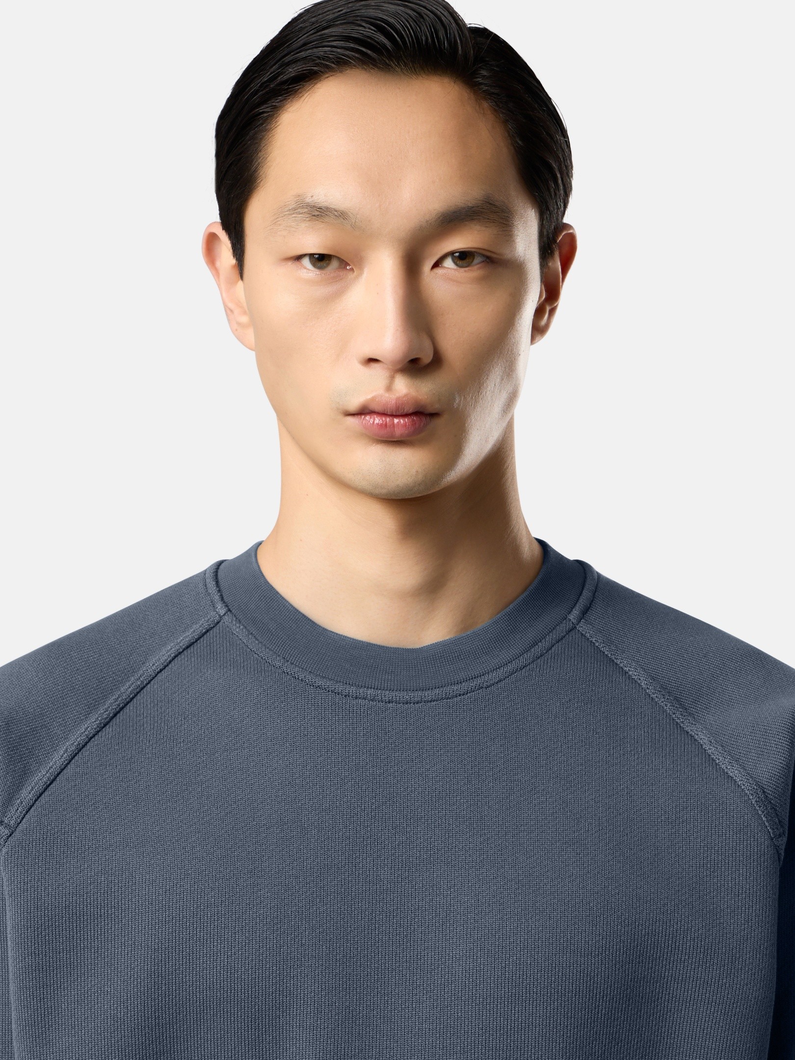 Slate Blue Comfort-fit crewneck sweatshirt with raglan sleeves 