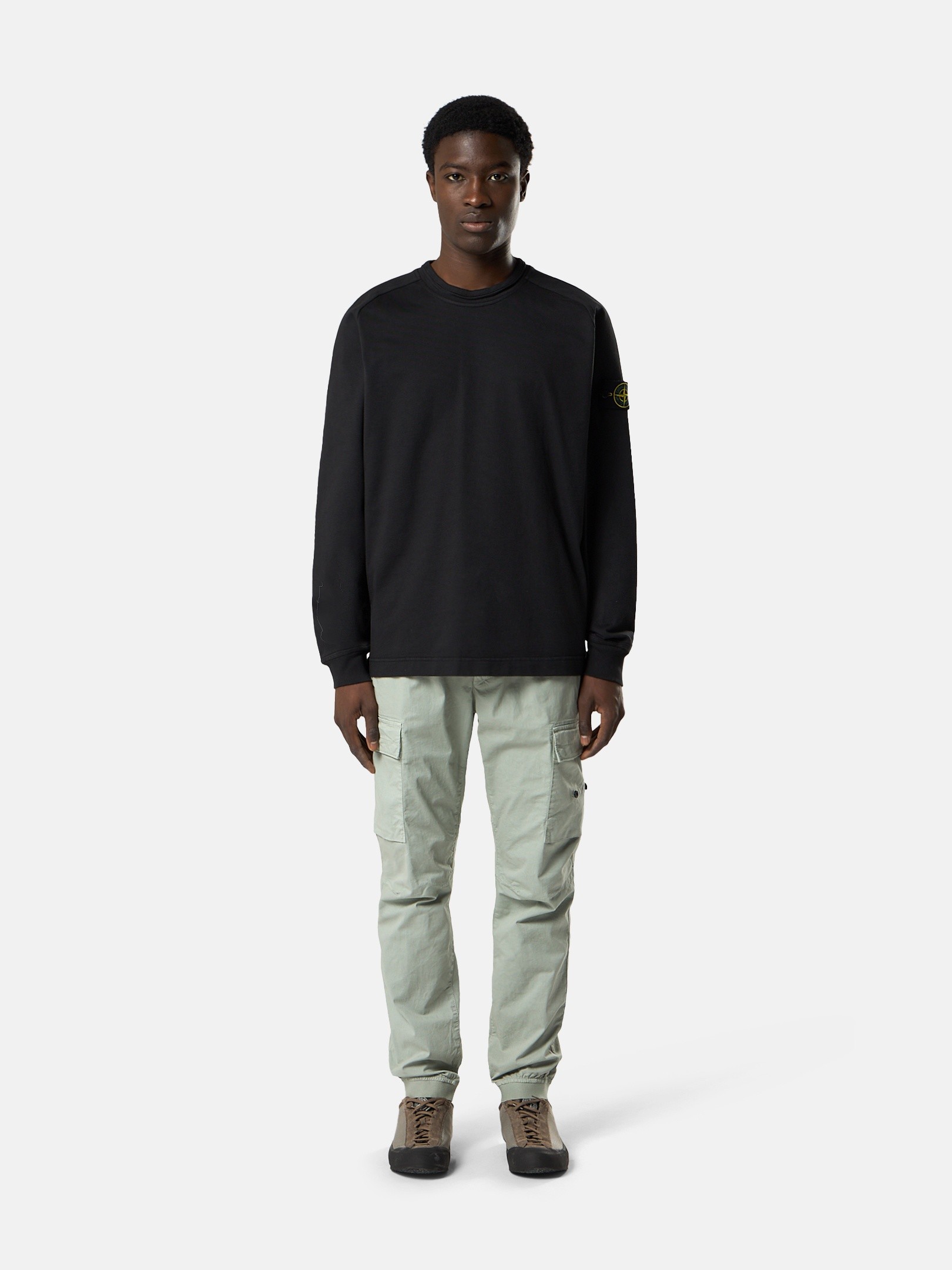 Black Oversized-fit crewneck sweatshirt with raglan sleeves