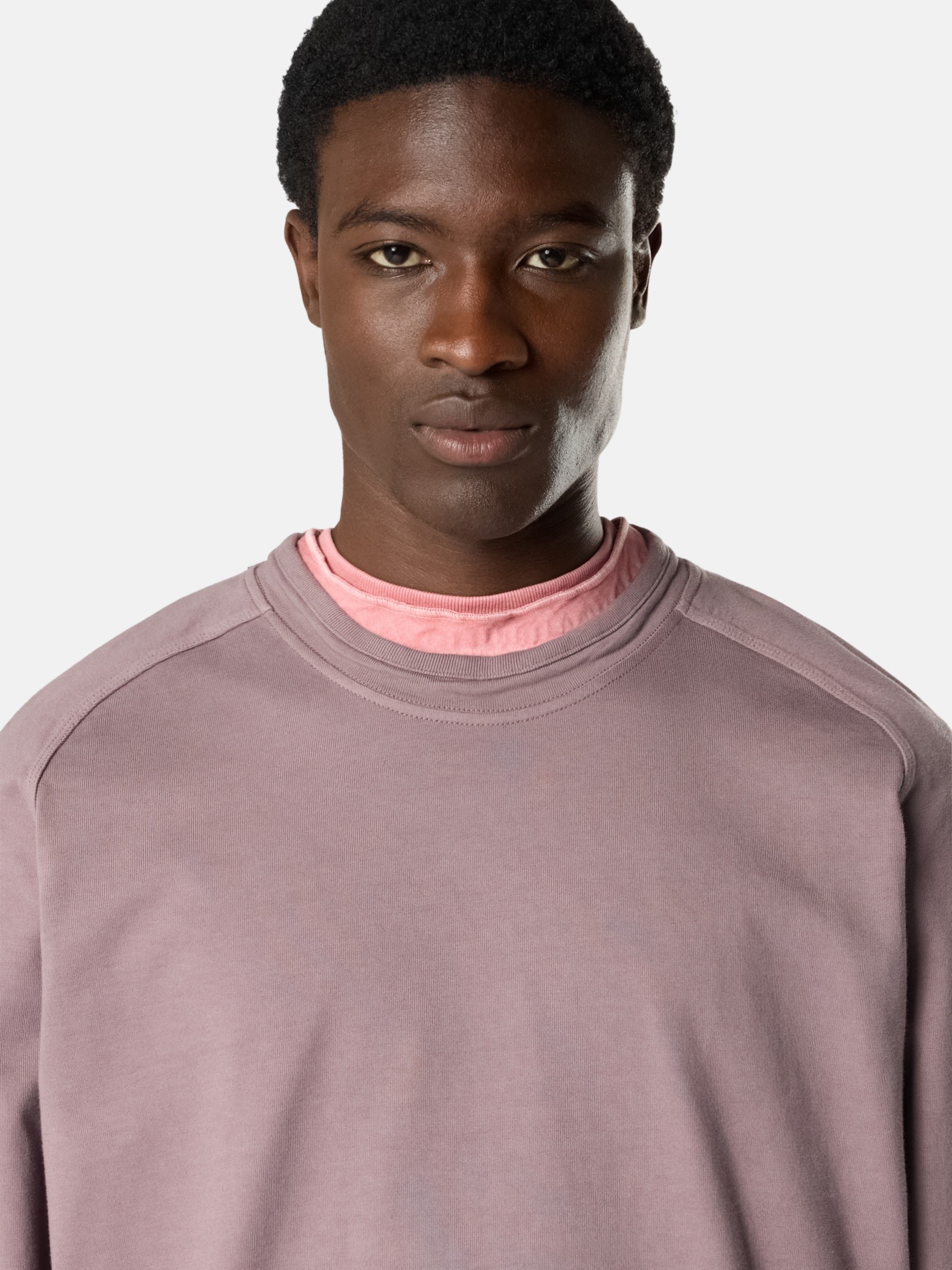 Purple Gray Oversized-fit crewneck sweatshirt with raglan sleeves