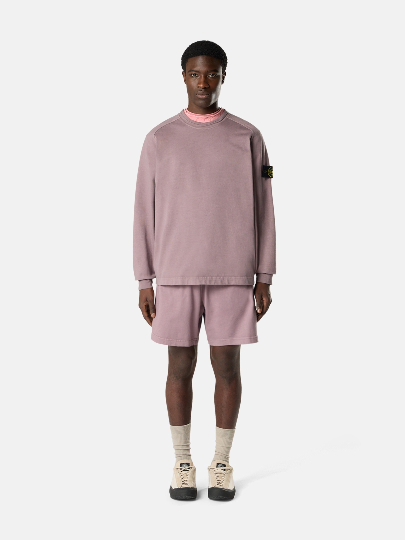 Purple Gray Oversized-fit crewneck sweatshirt with raglan sleeves