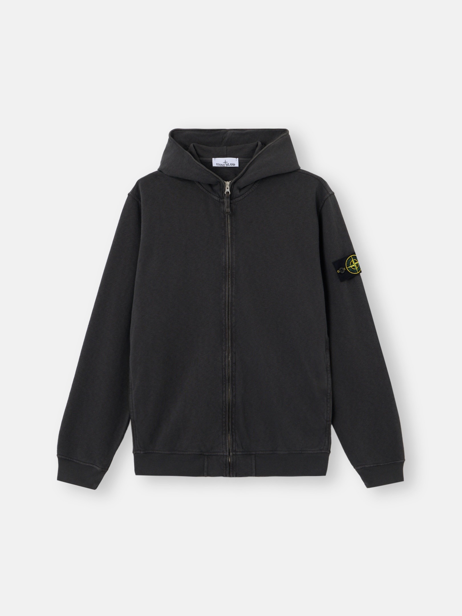 Charcoal Grey Regular-fit zip-up hooded sweatshirt with pockets