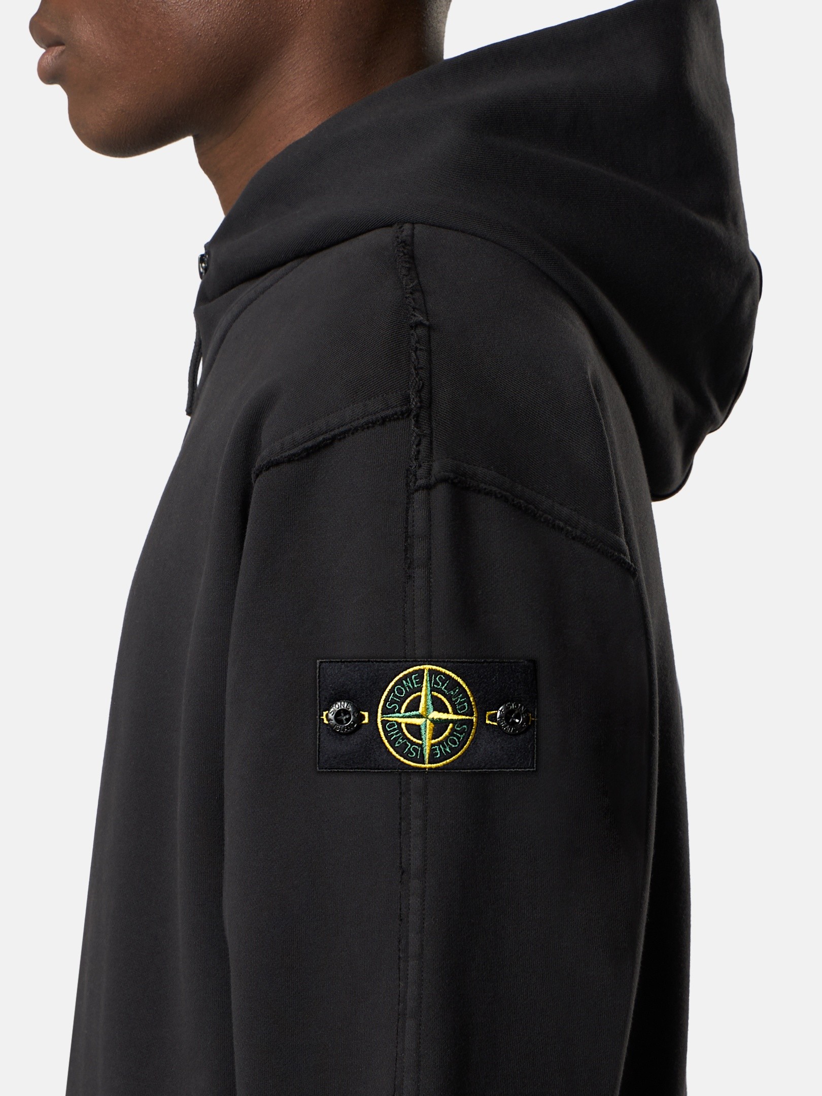 Black Oversized-fit zipper-up hooded sweatshirt with pockets