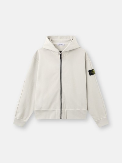トップス stone  Cotton Fleece Sweatshirt Pearl Grey Oversized-fit zipper-up hooded sweatshirt with pockets