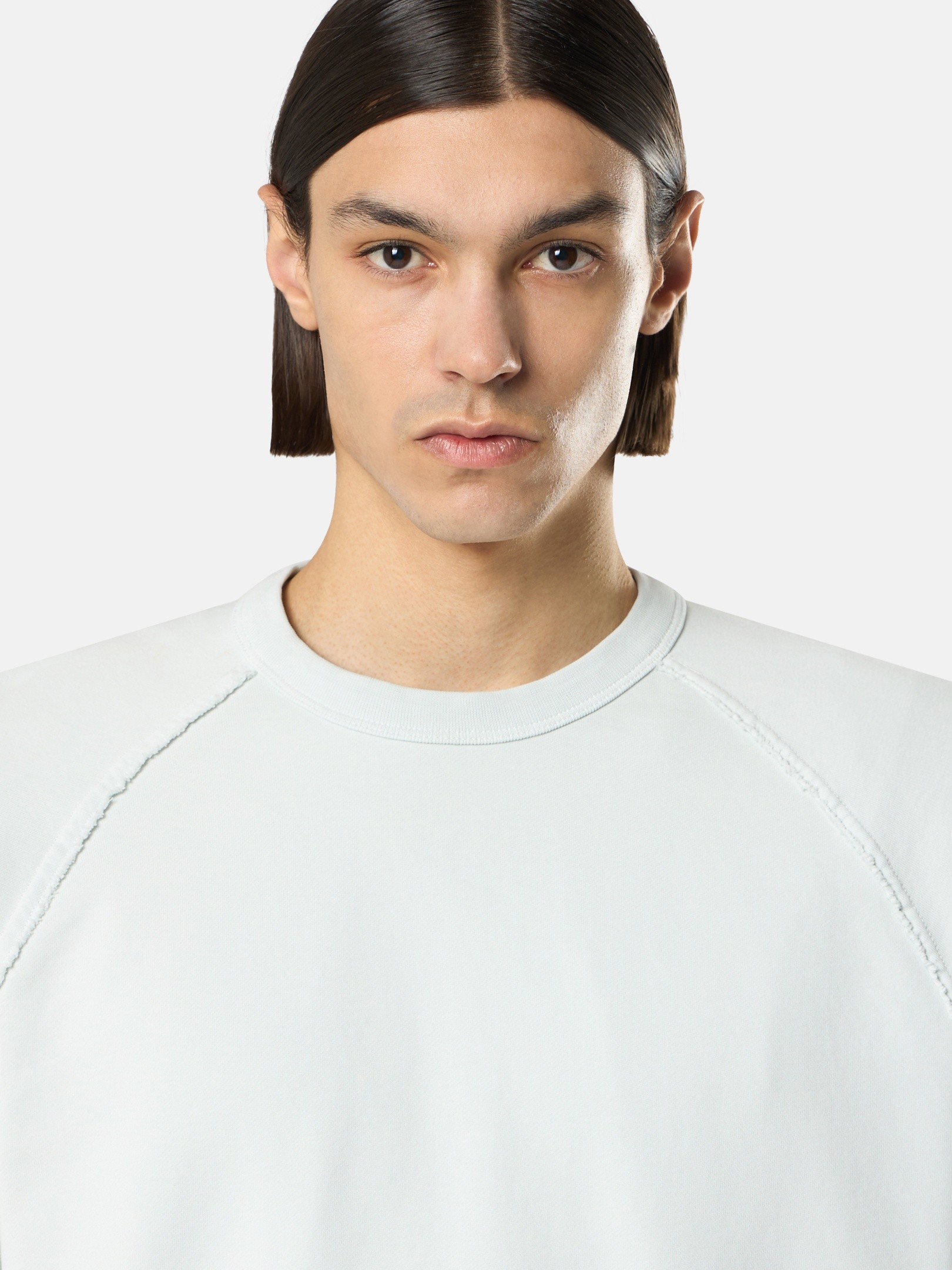 Sky Blue Oversized-fit crewneck sweatshirt with raglan sleeves