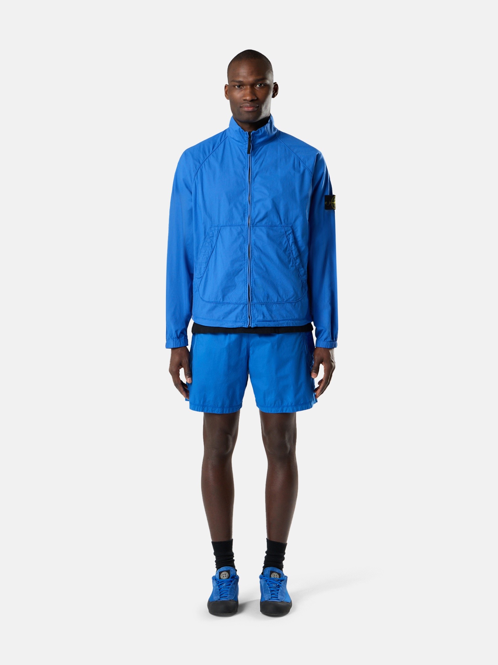 Bright Blue Oversized-fit zip-up track jacket with raglan sleeves