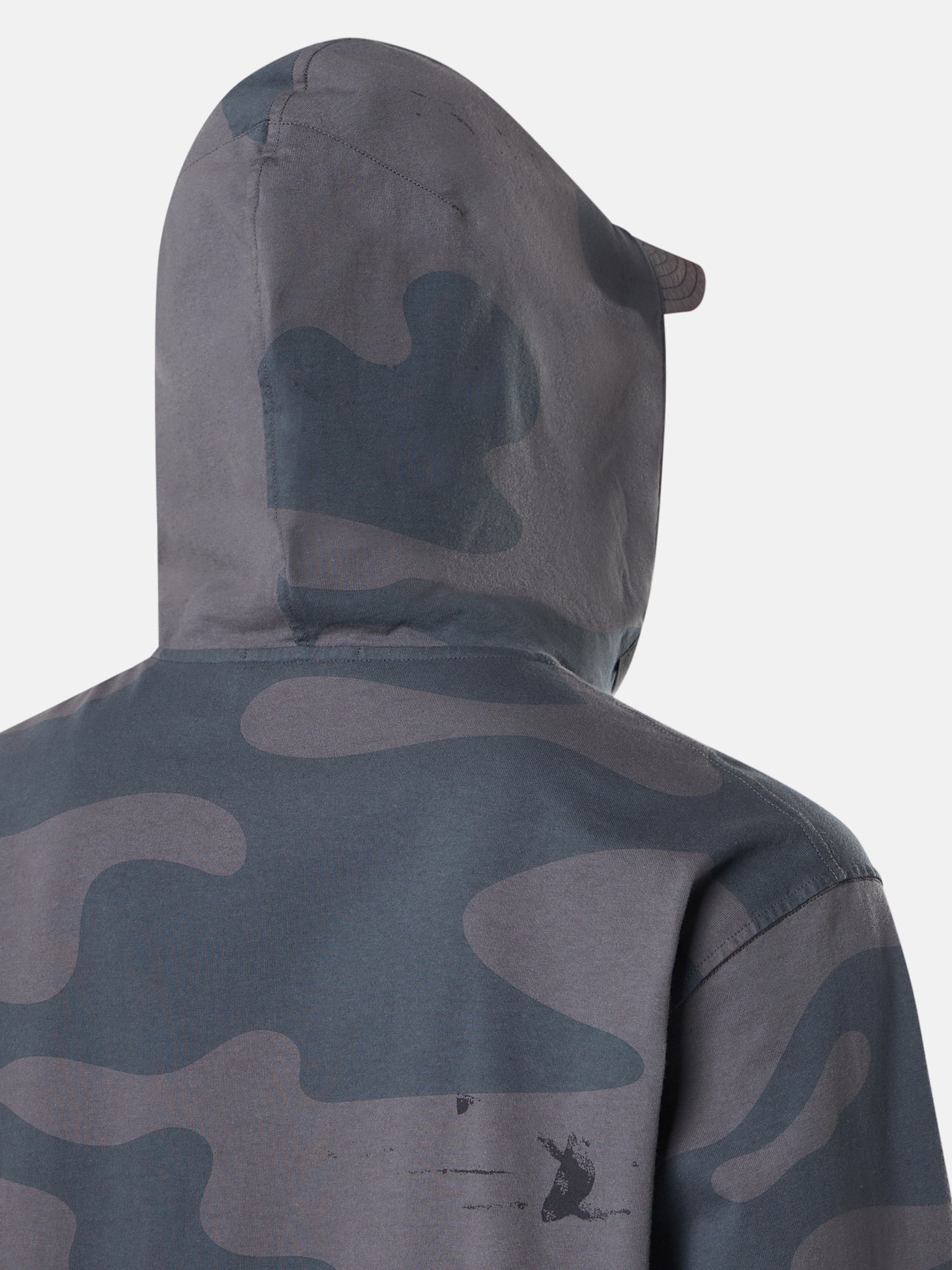 Blue Grey Oversized-fit hooded half-zip sweatshirt with pocket