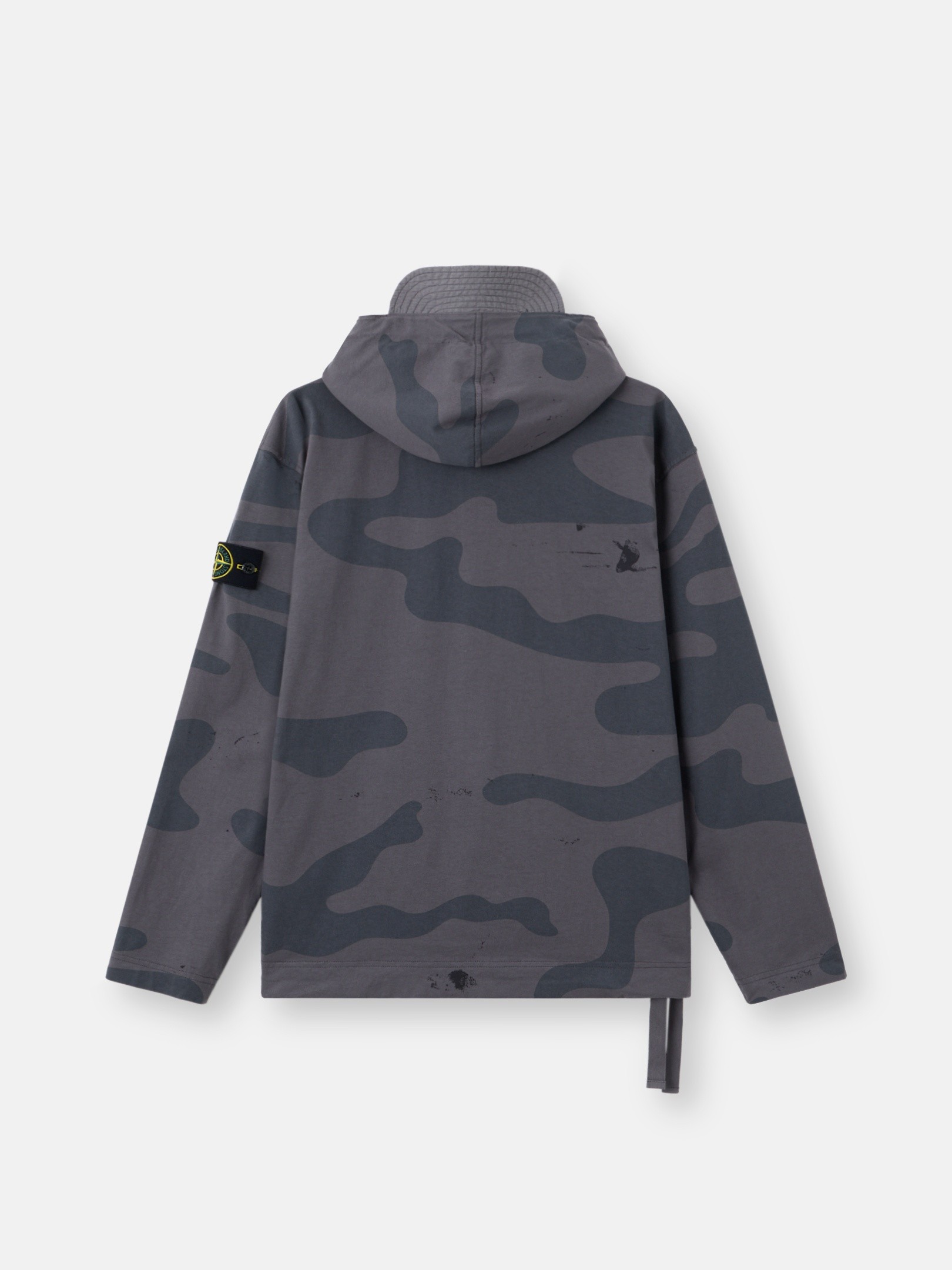 Blue Grey Oversized-fit hooded half-zip sweatshirt with pocket 