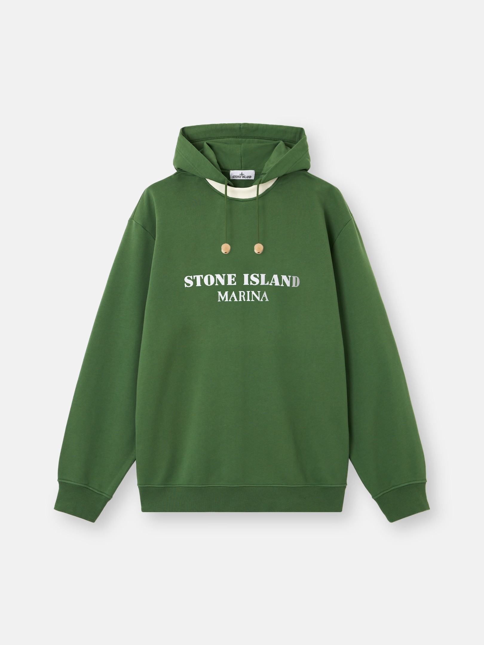 Quartz Green Oversized-fit hooded sweatshirt with Stone Island