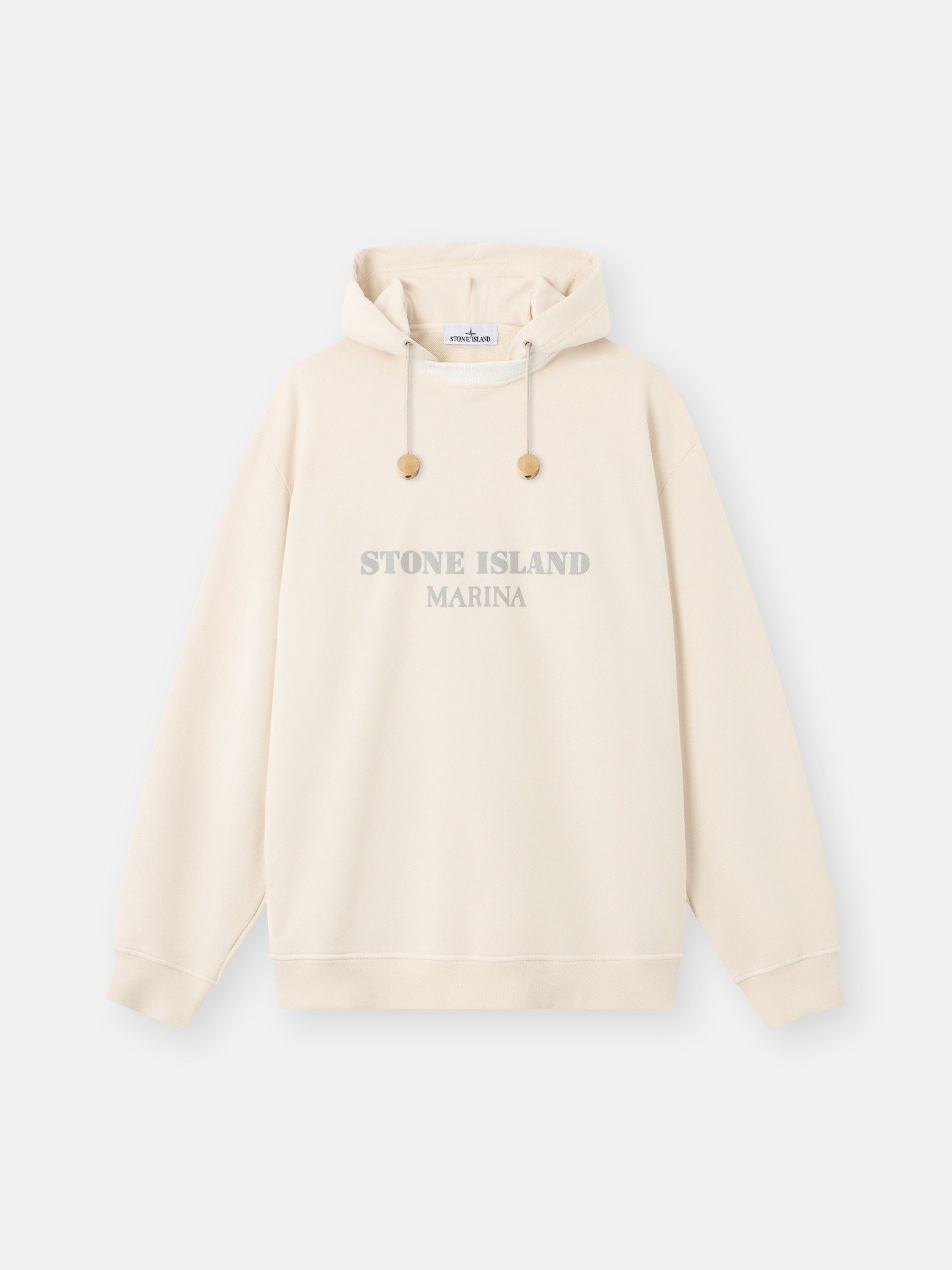 Ivory Oversized-fit hooded sweatshirt with Stone Island Marina
