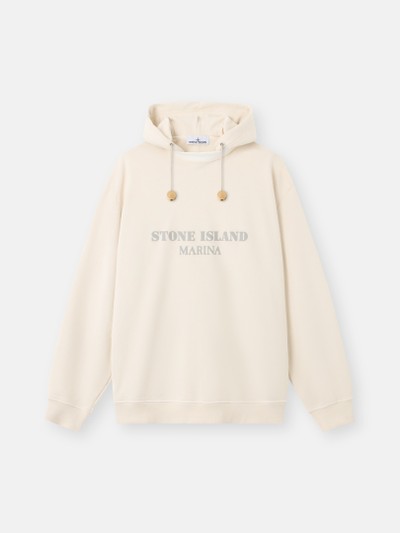 Ivory Oversized-fit hooded sweatshirt with Stone Island Marina