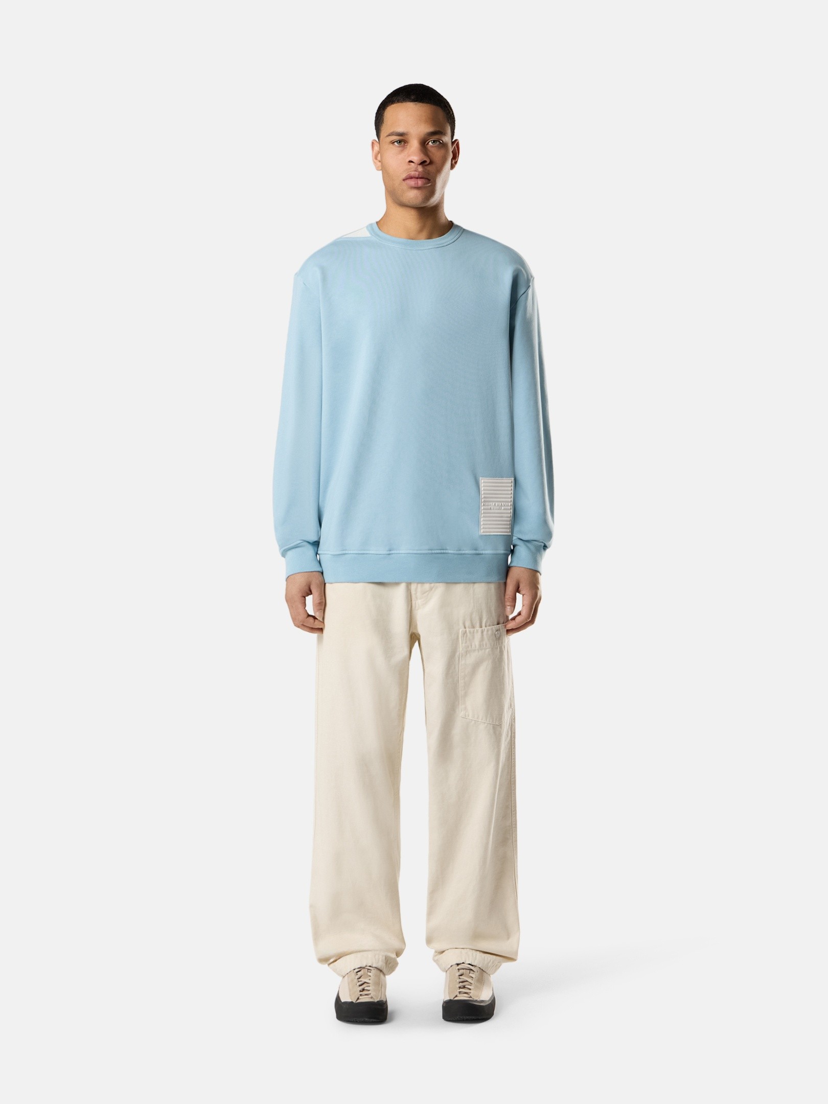 Dust Blue Oversized-fit crewneck sweatshirt with reflective detail