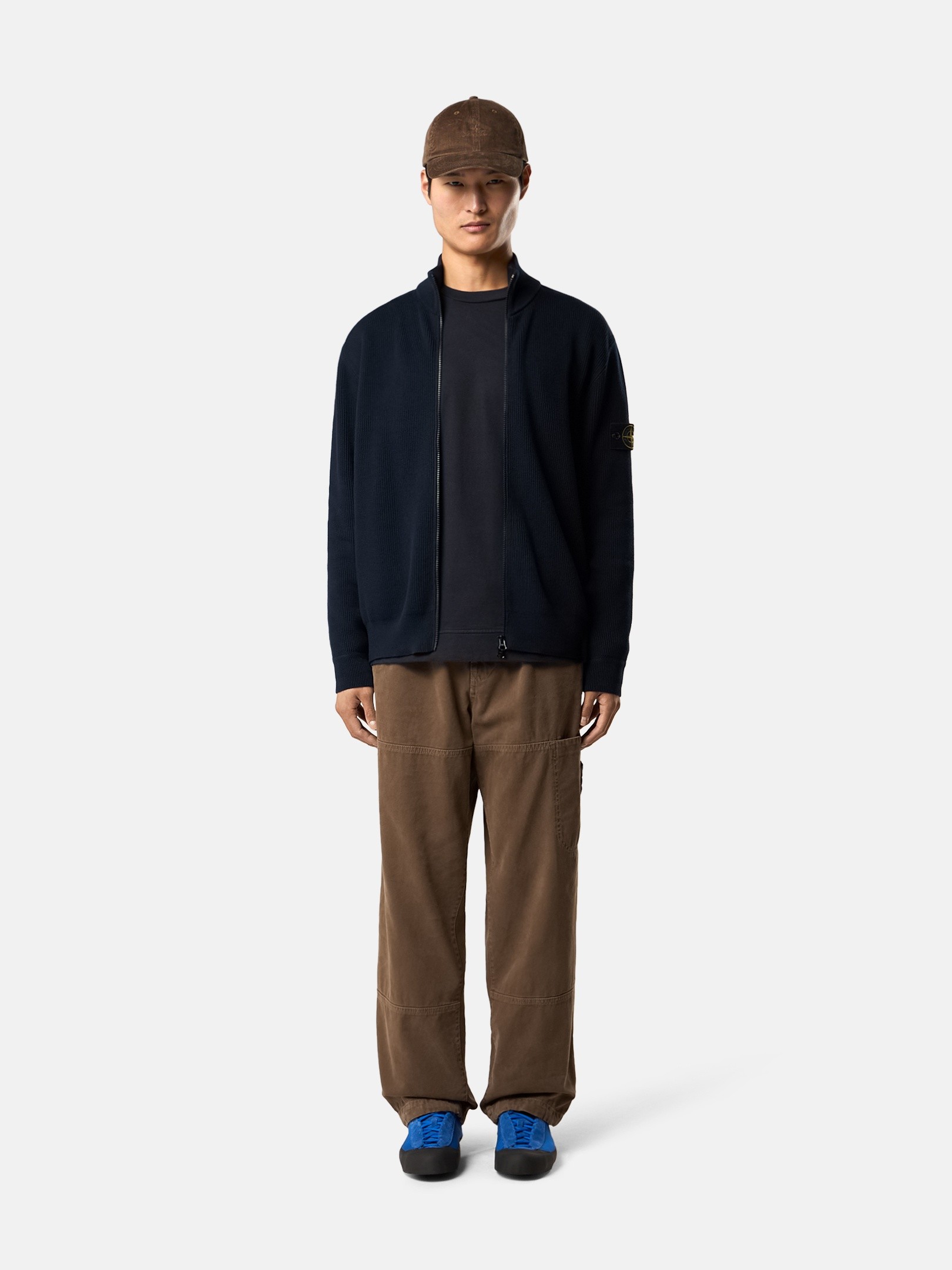 STONE  ネイビースウェット フード付きスウェットとラウンドネックスウェット | Stone Island