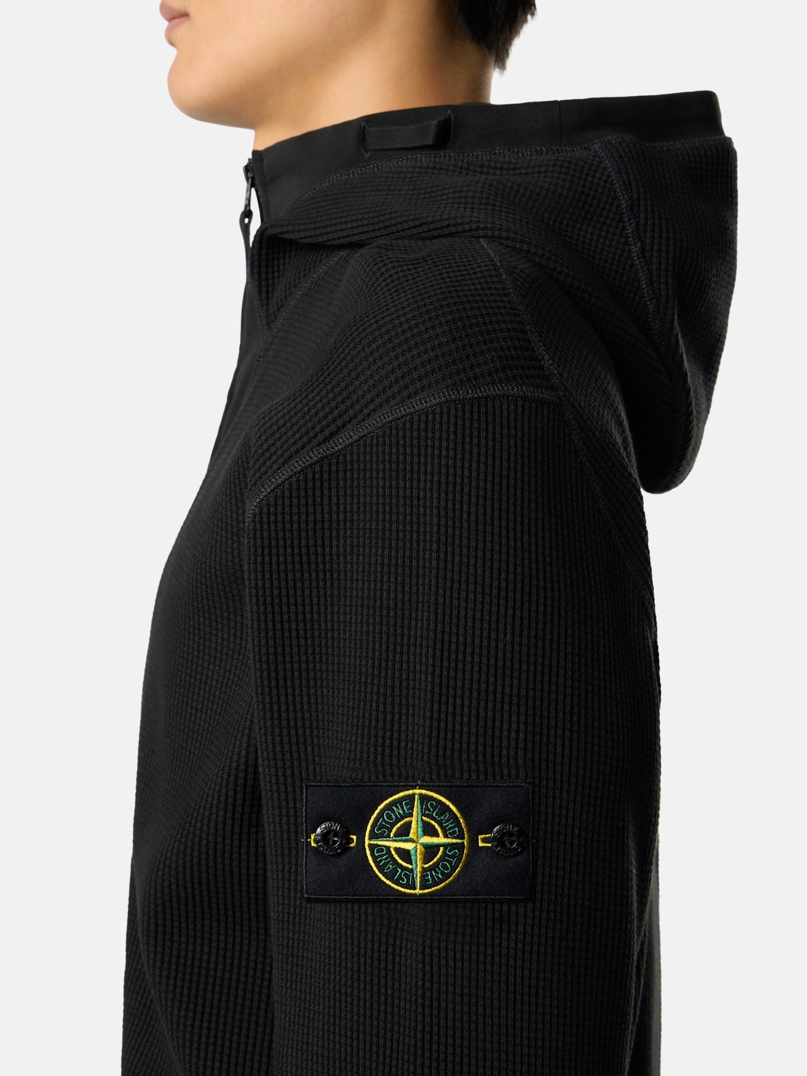 Black Regular-fit zipper-up hooded sweatshirt with pockets 6100058