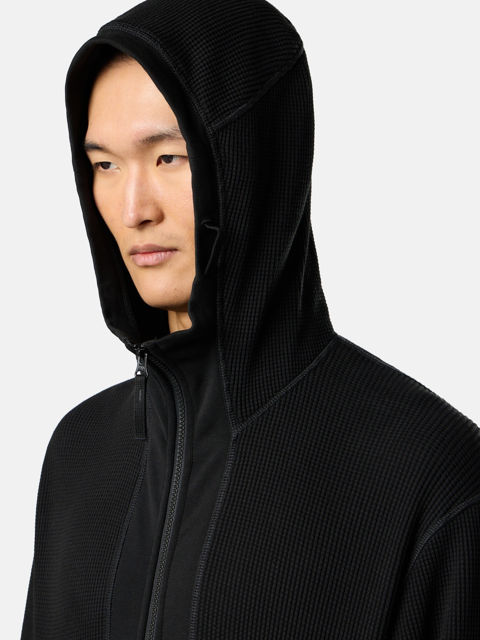 Black Regular-fit zipper-up hooded sweatshirt with pockets 6100058